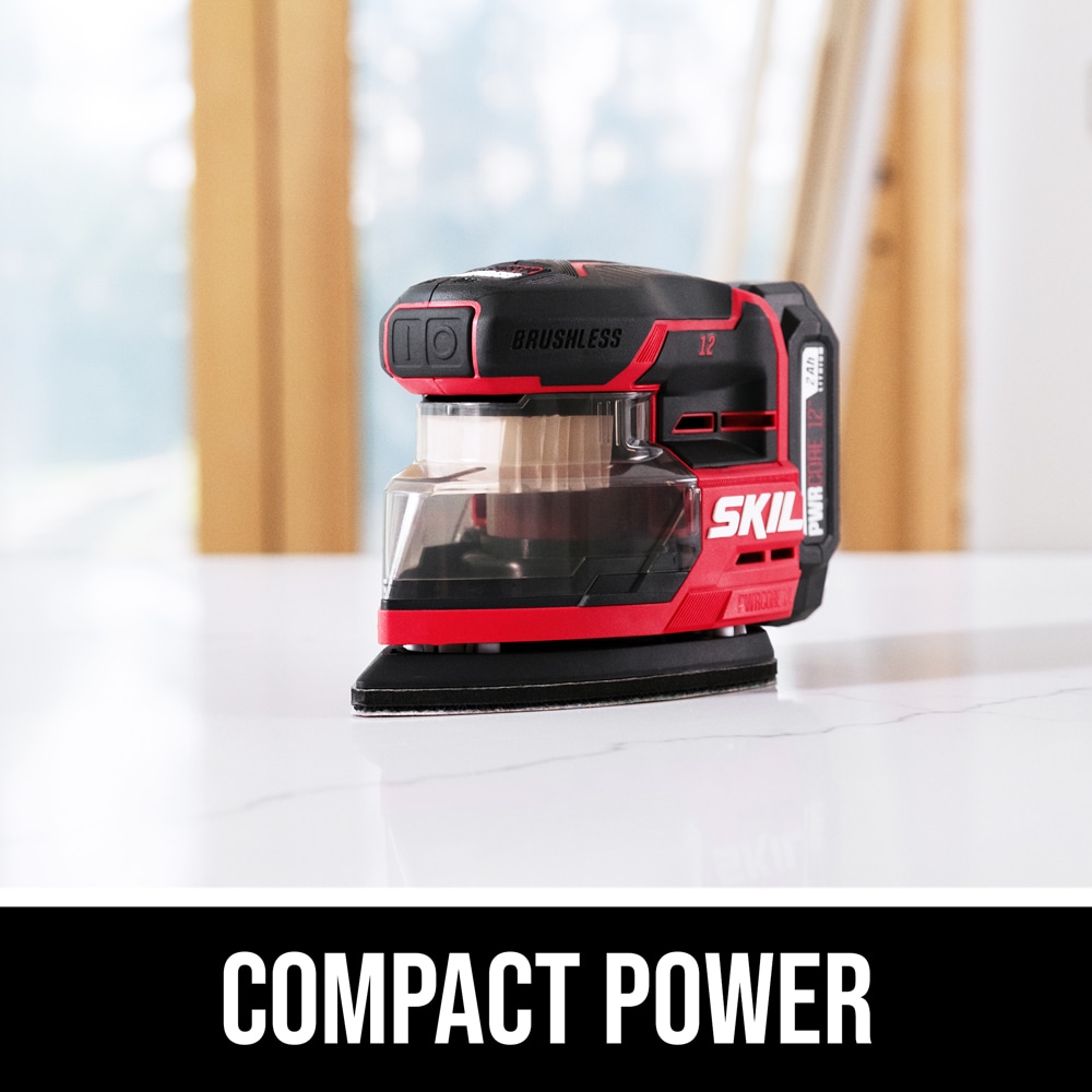 Lijadora inalámbrica SKIL PWR CORE Compact de 12 voltios sin escobillas con gestión de polvo y batería incluida SR6608A-10