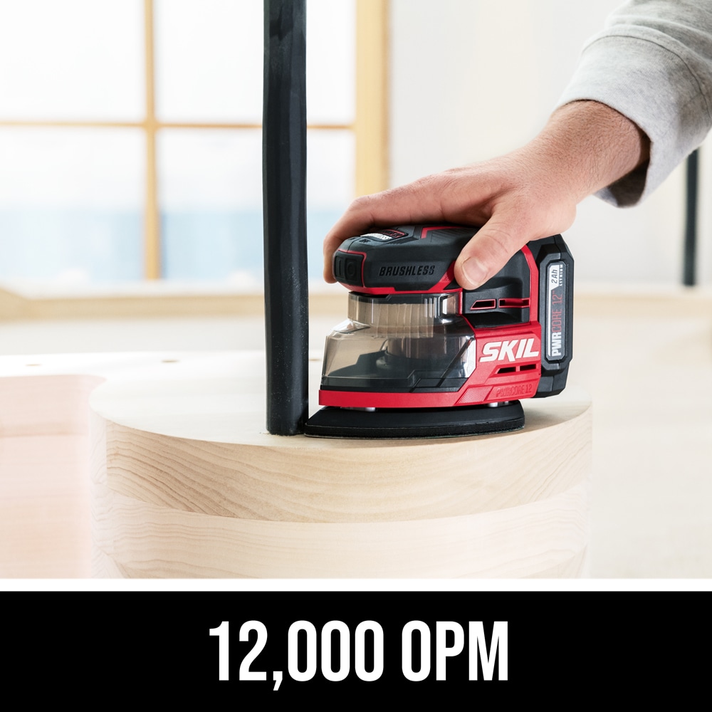 Lijadora inalámbrica SKIL PWR CORE Compact de 12 voltios sin escobillas con gestión de polvo y batería incluida SR6608A-10
