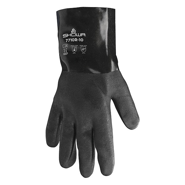 Guantes resistentes a químicos Showa de 10", PVC, L, 1 par - 7710R