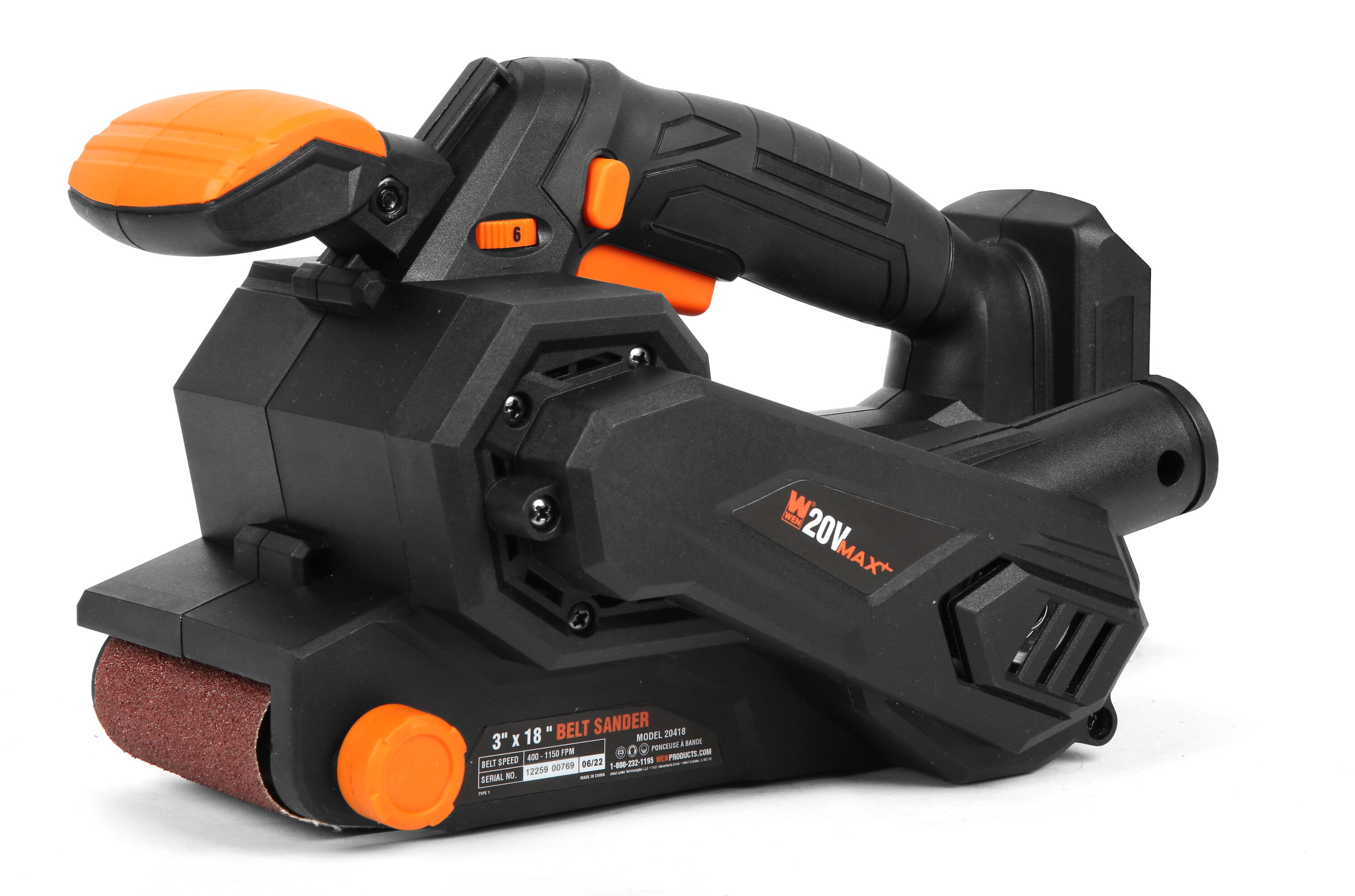 Lijadora inalámbrica con control de polvo de 20 volts de WEN 20418BT