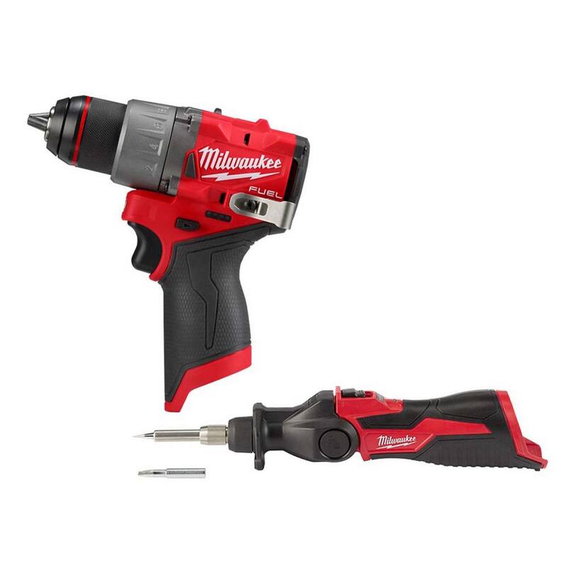 Milwaukee M12 FUEL Taladro/destornillador inalámbrico sin escobillas de 12V de iones de litio con soldador inalámbrico de iones de litio M12 de 12V - 3403-20-2488-20