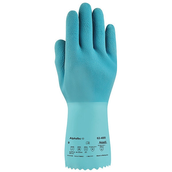 Guantes Químicos Resistentes Ansell de 12", Nitrilo, Talla 10, 1 Par - 62-400.