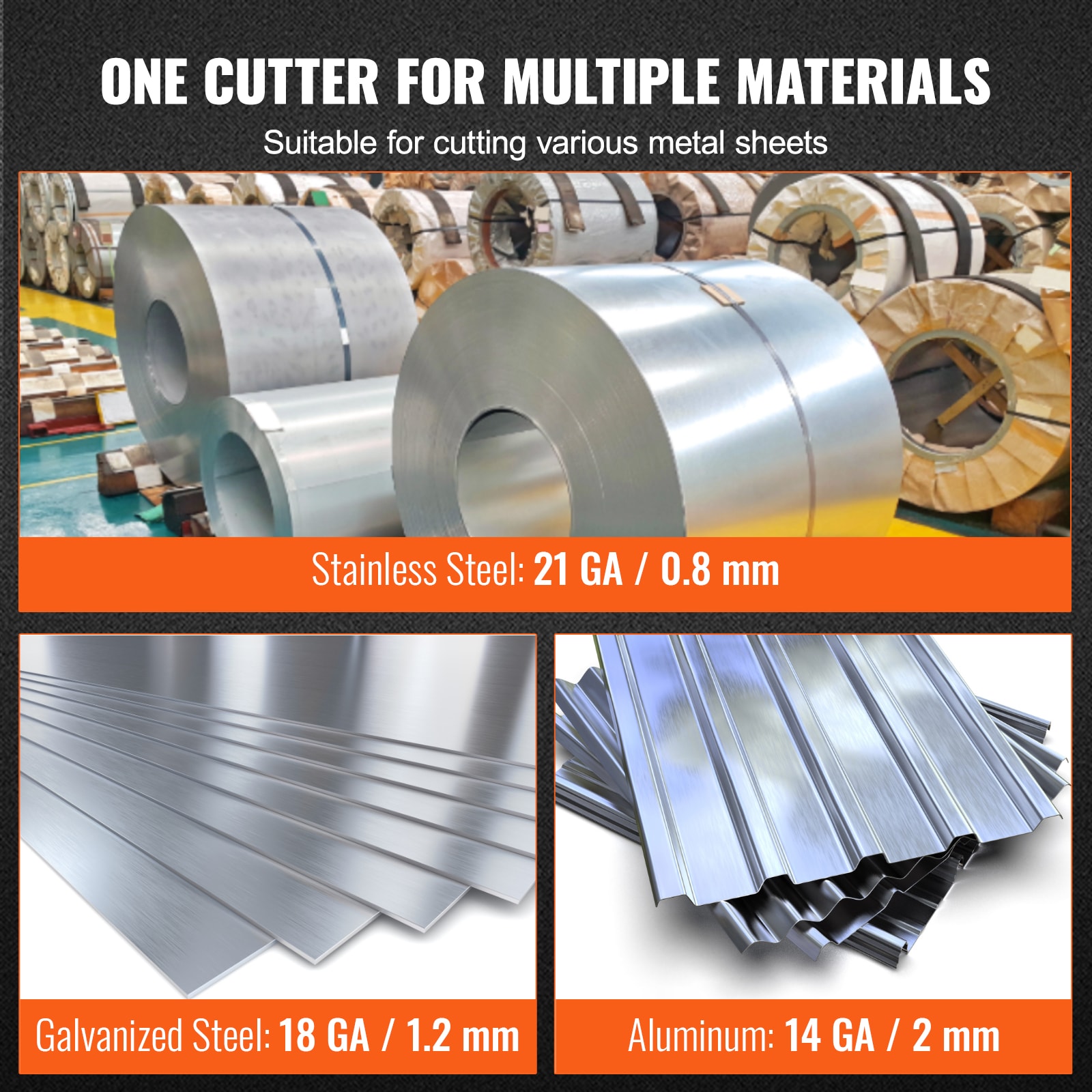 Cortadora de metal de aluminio de calibre 14 con taladro y cizalla VEVOR QDTJQJJQT08MM4OT5V0