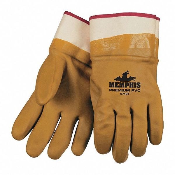 Guantes resistentes a químicos Mcr Safety de 11-1/2", PVC, Talla L, paquete de 12 - 6710T.