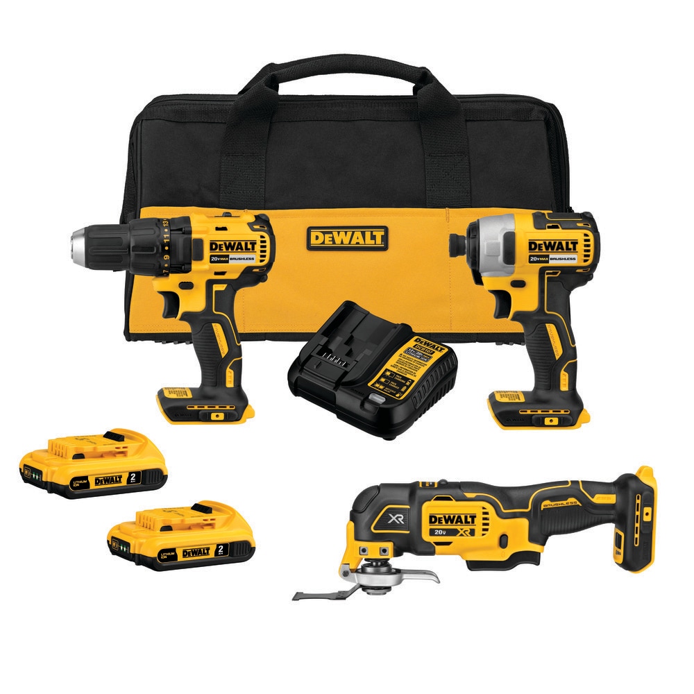 Kit combo de herramientas eléctricas sin escobillas DEWALT de 20 voltios con estuche blando (incluye 2 baterías y cargador) DCK379D2