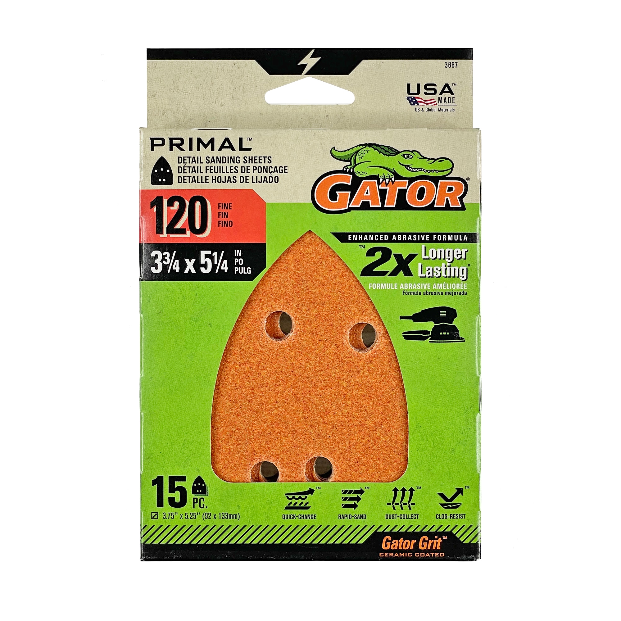 Recambio de Parches para Ratón Gator 120 Grano 15 piezas - Papel de lija de detalle de óxido de aluminio 120 grano 3667