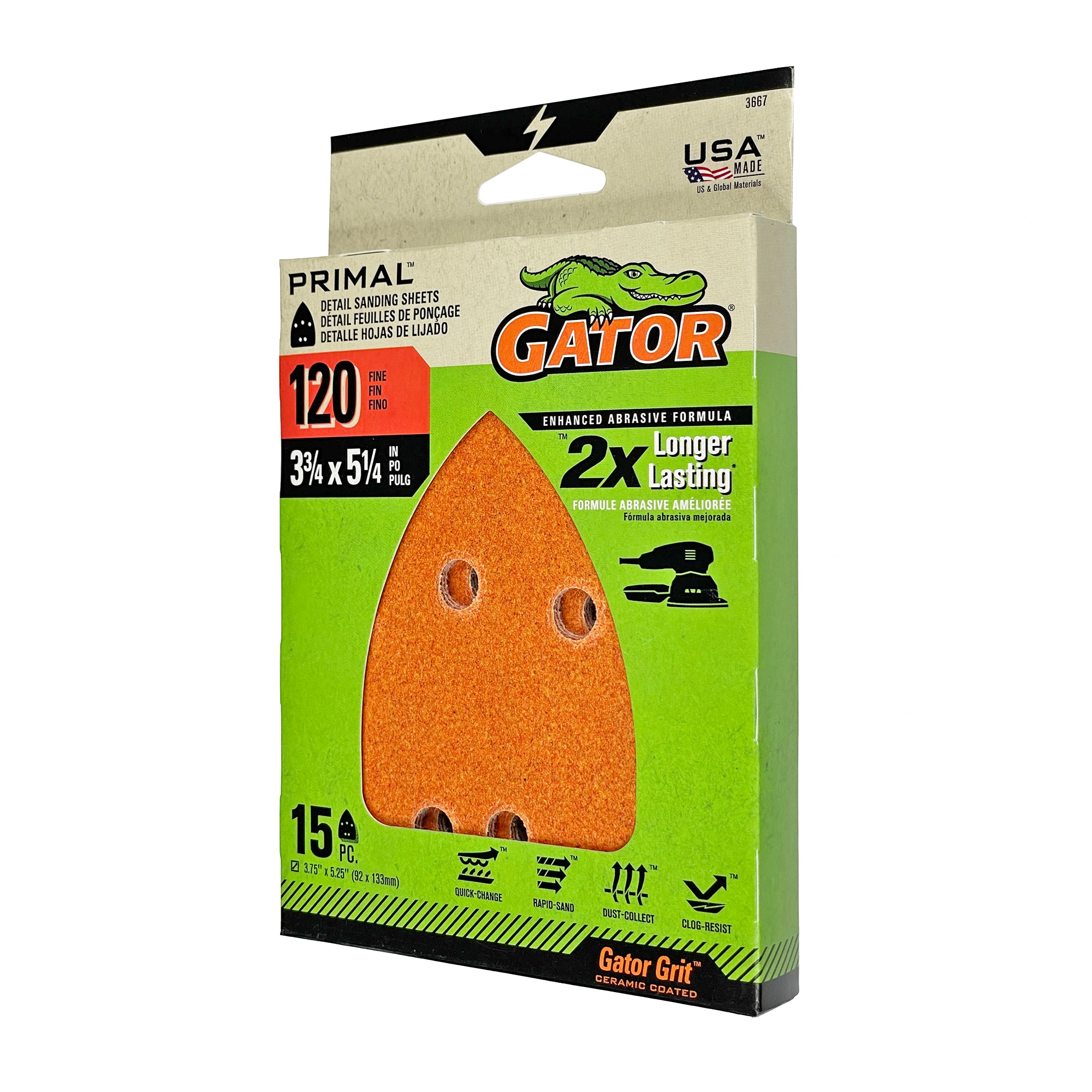 Recambio de Parches para Ratón Gator 120 Grano 15 piezas - Papel de lija de detalle de óxido de aluminio 120 grano 3667