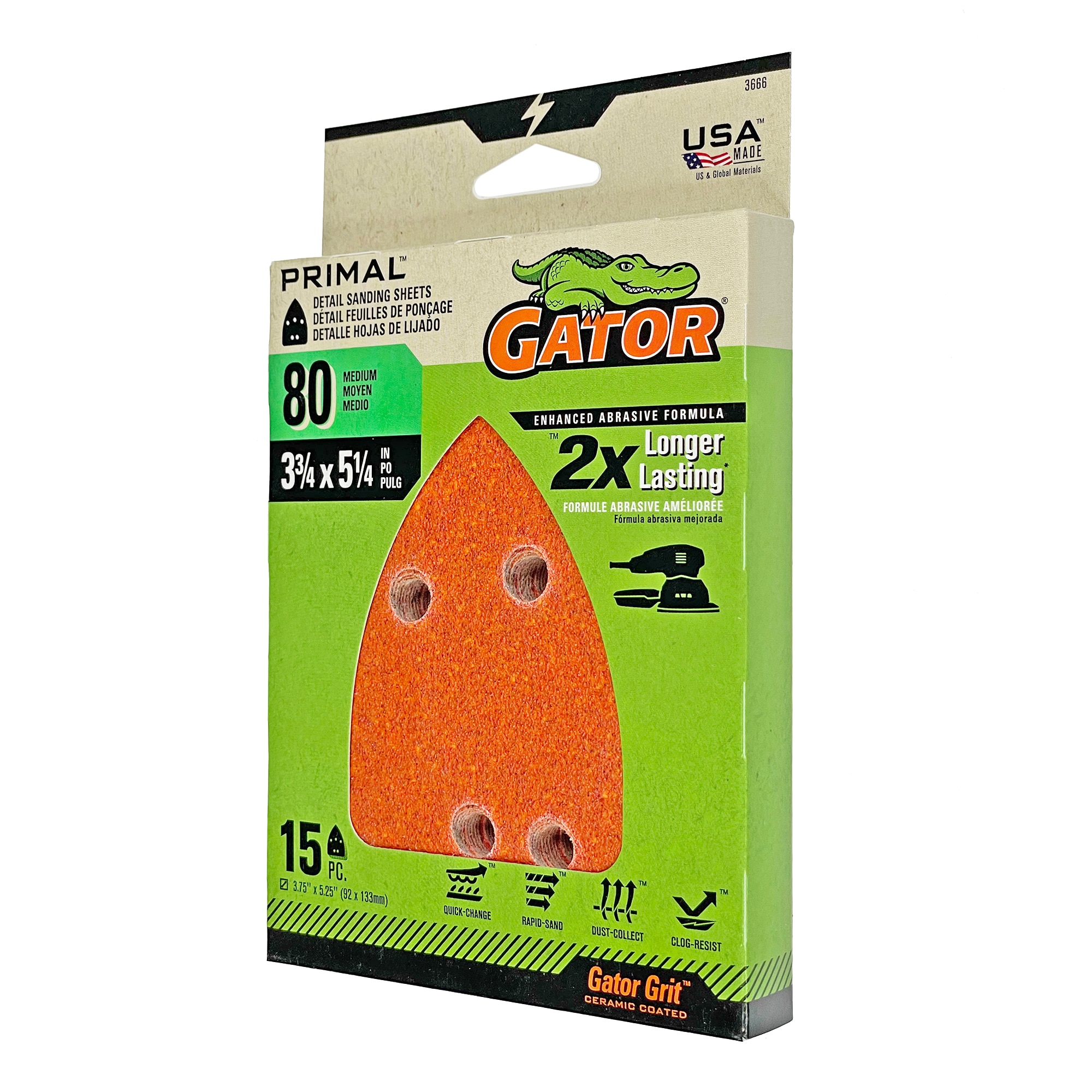 
Recarga de lija para ratón Gator 80 Grit 15pk - 15 piezas. Lija de detalle de óxido de aluminio 80-Grit, modelo 3666.