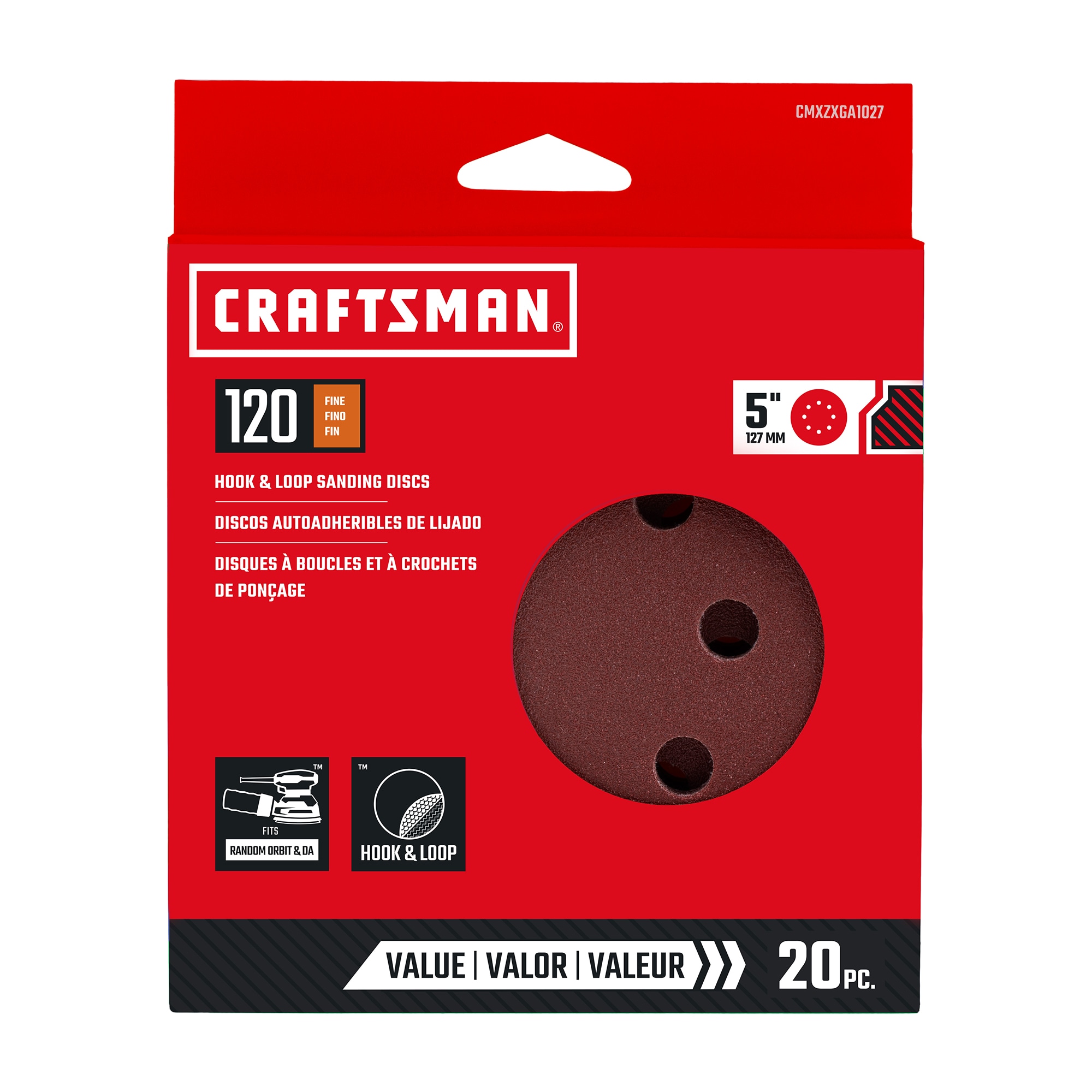 Papel de lija Craftsman de óxido de aluminio de grano 120 de 20 piezas 391027