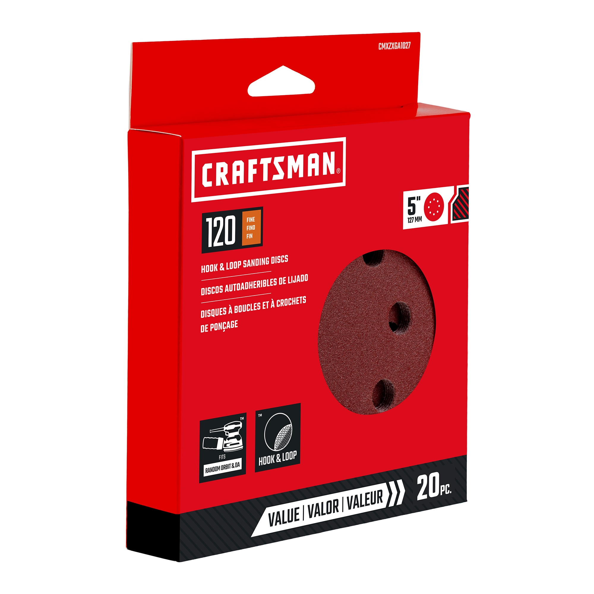 Papel de lija Craftsman de óxido de aluminio de grano 120 de 20 piezas 391027