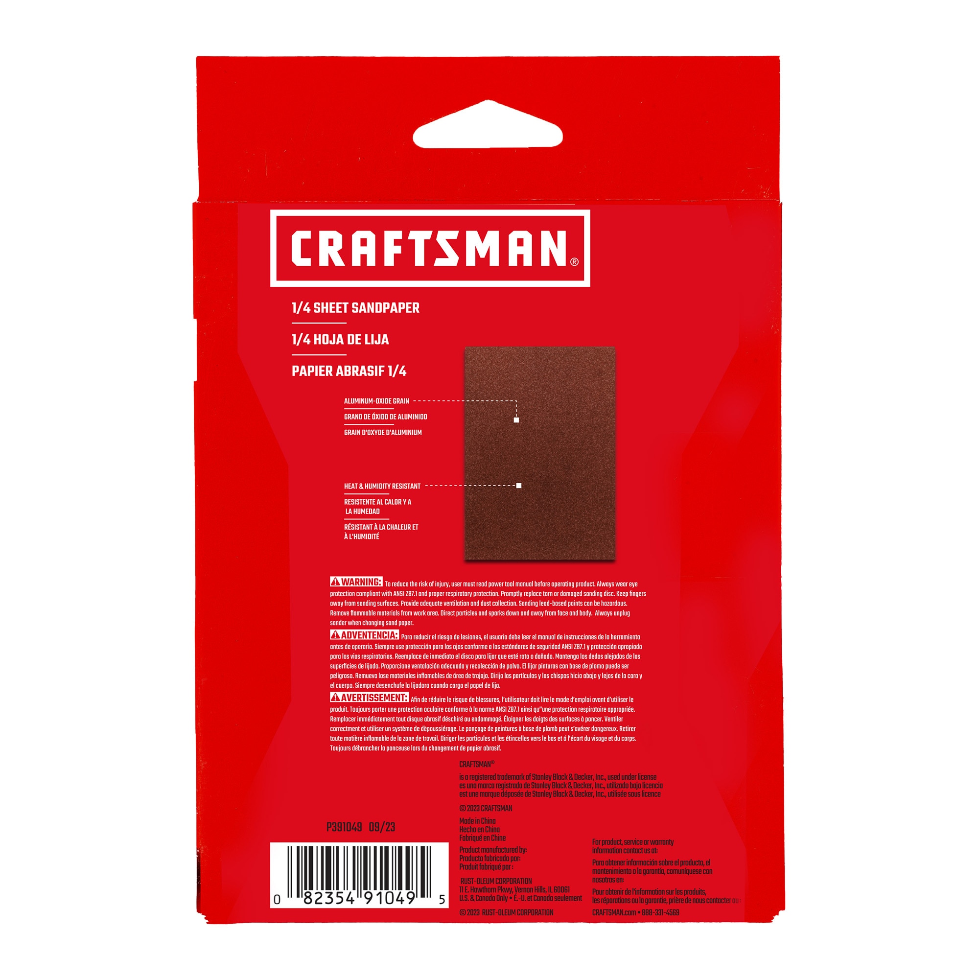 Papel de lija Craftsman de óxido de aluminio de 80 granos, lámina de 20 piezas