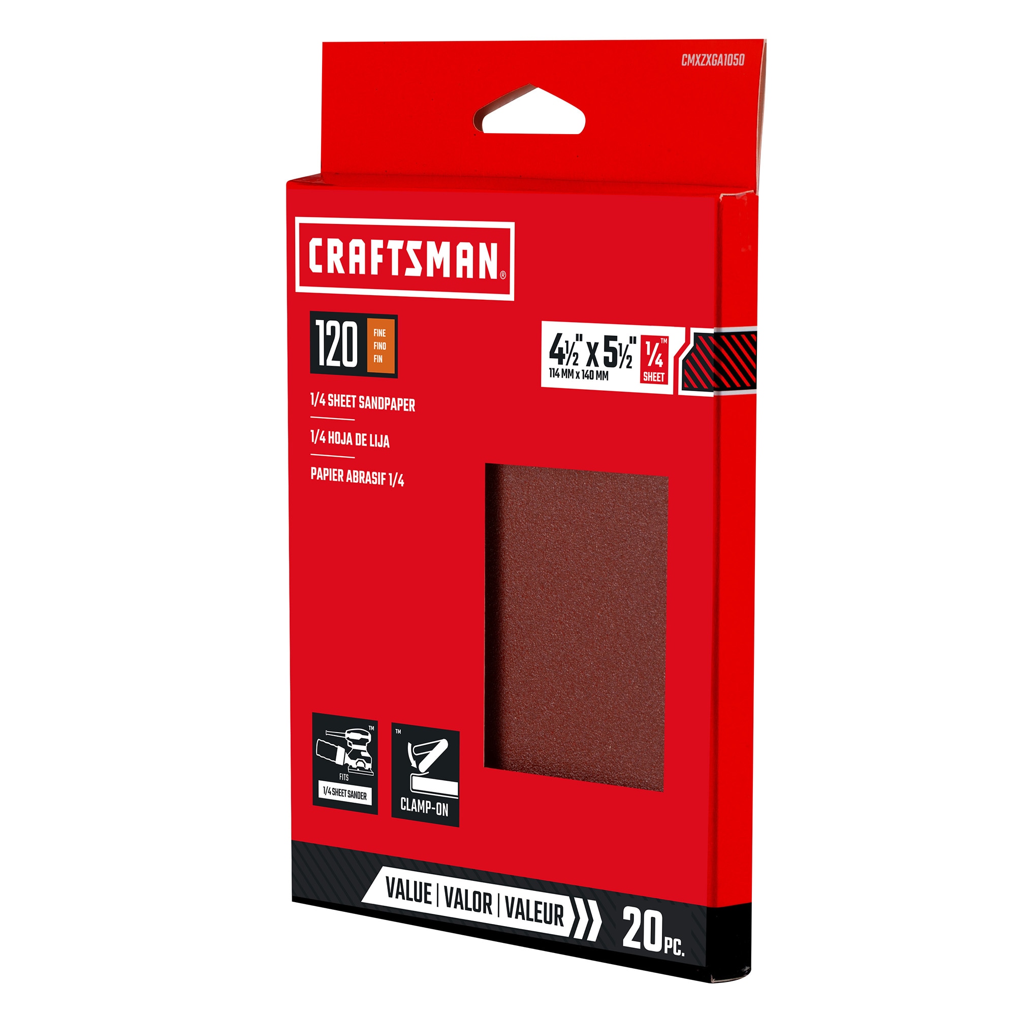 Hoja de lija de óxido de aluminio Craftsman de 120 granos en 20 piezas