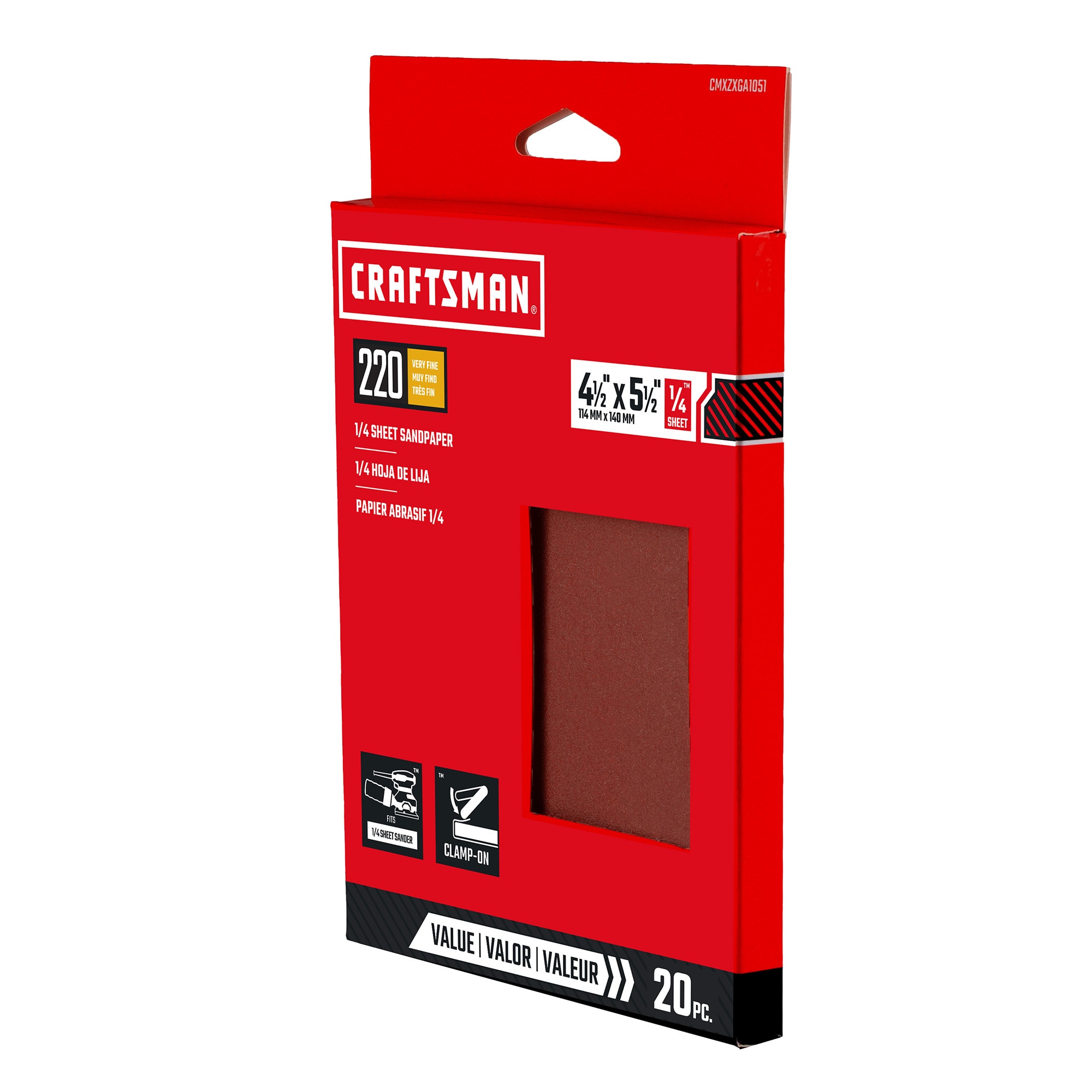 
CRAFTSMAN Craftsman 20 -Piezas Papel de lija de óxido de aluminio de grano 220 391051