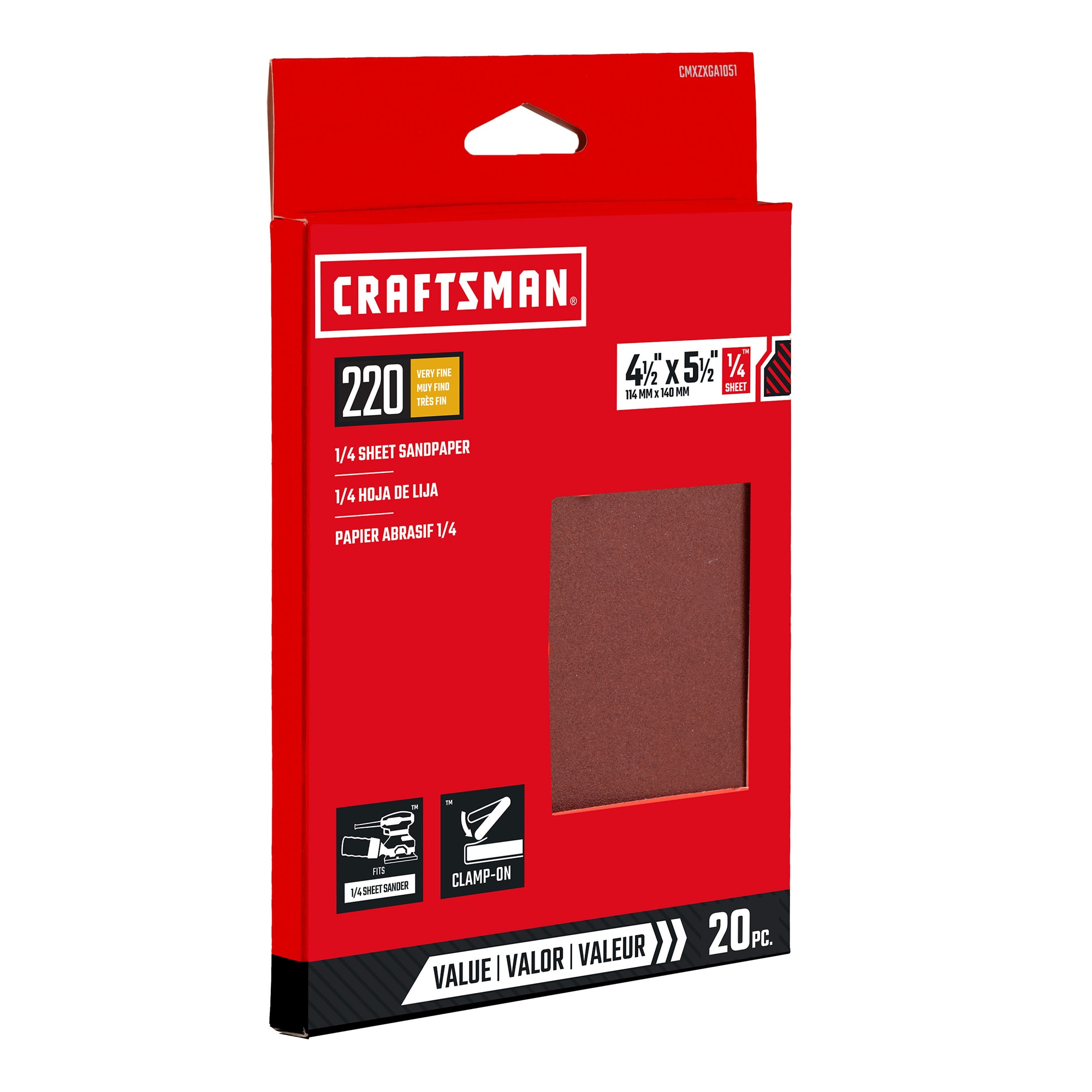 
CRAFTSMAN Craftsman 20 -Piezas Papel de lija de óxido de aluminio de grano 220 391051