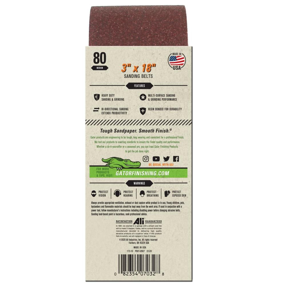 Lija de banda de óxido de aluminio 80 3 x 18 Gator Ali 5PK 5 piezas 7032