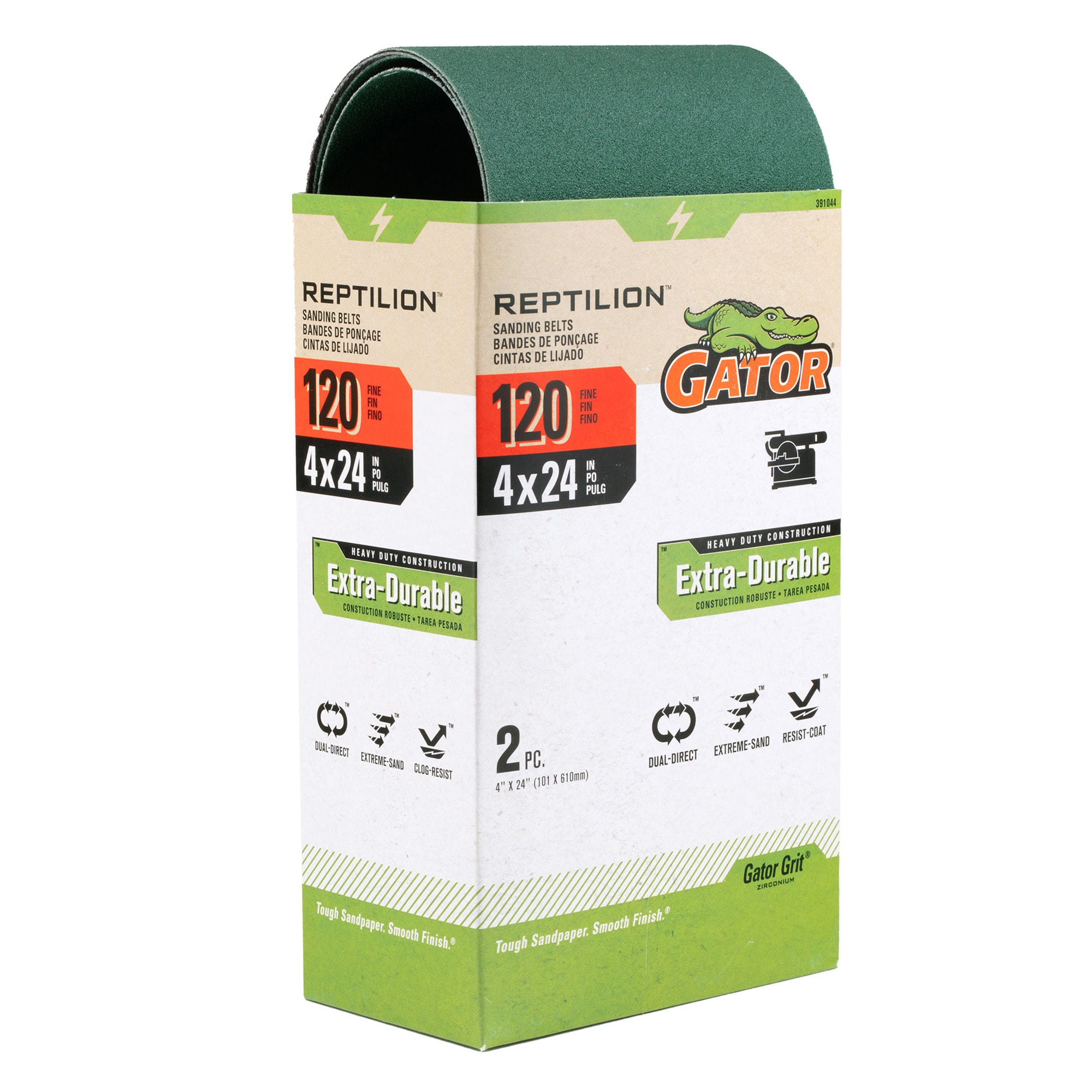 Lija de Banda de Zirconia Alumina de Grano 120 de 2 Piezas Gator Reptilion 391044