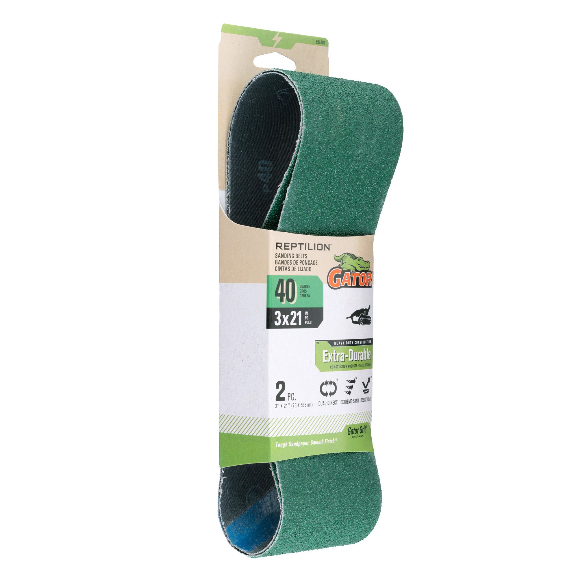 Lija de banda de óxido de circonio y alúmina de grano 40, 2 piezas Gator Reptilion 391007