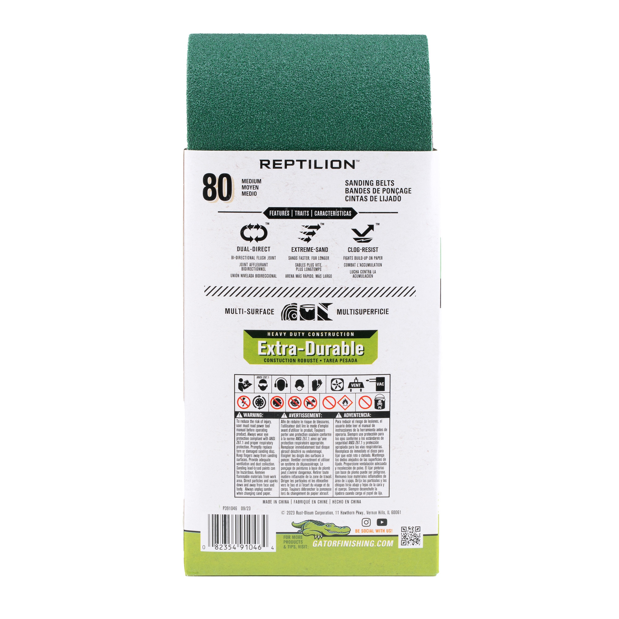Lija de banda de óxido de aluminio y circonio de 80 granos Gator Reptilion de 2 piezas