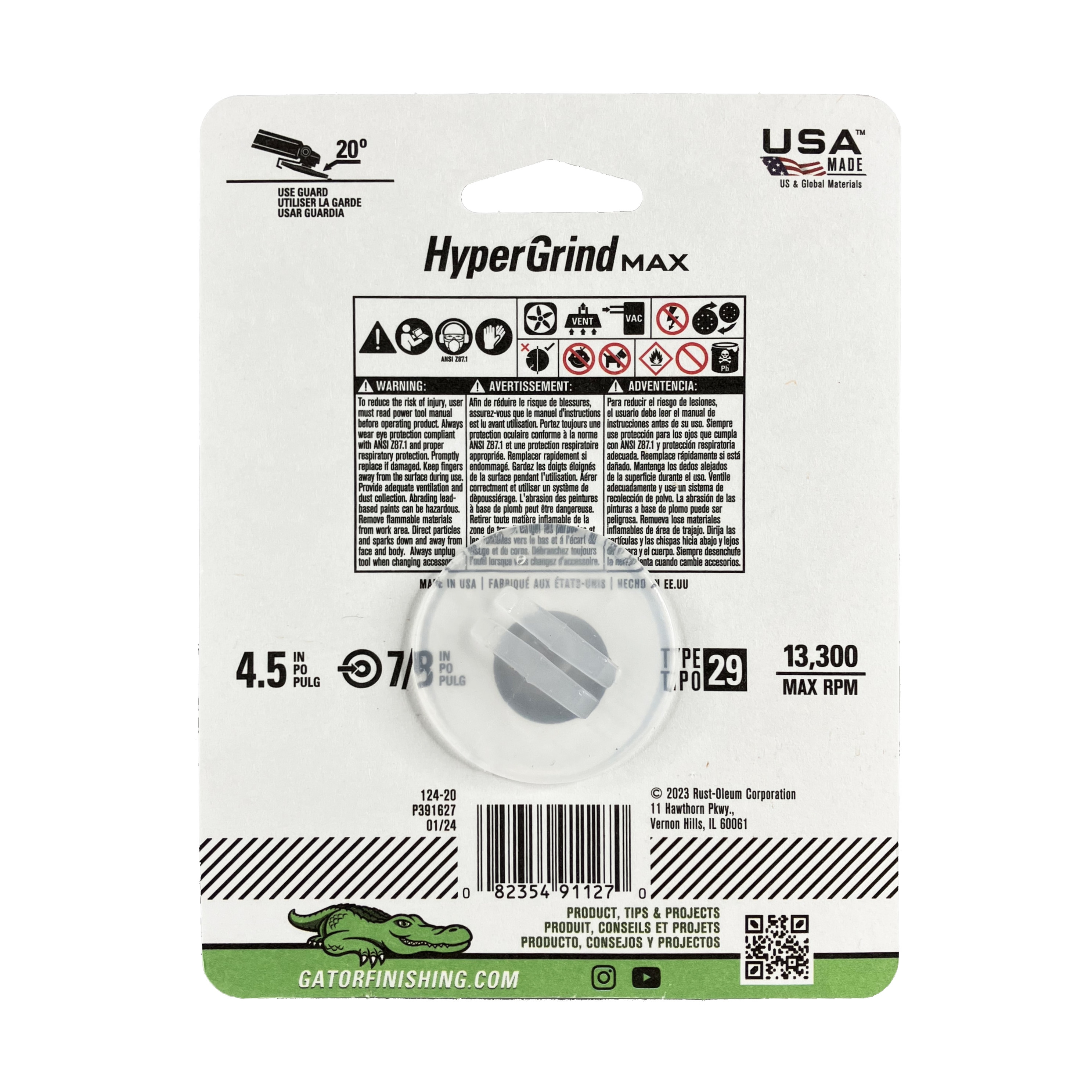 Papel de lija de disco Gator HyperGrind Ceramic alumina 36 granos 391127