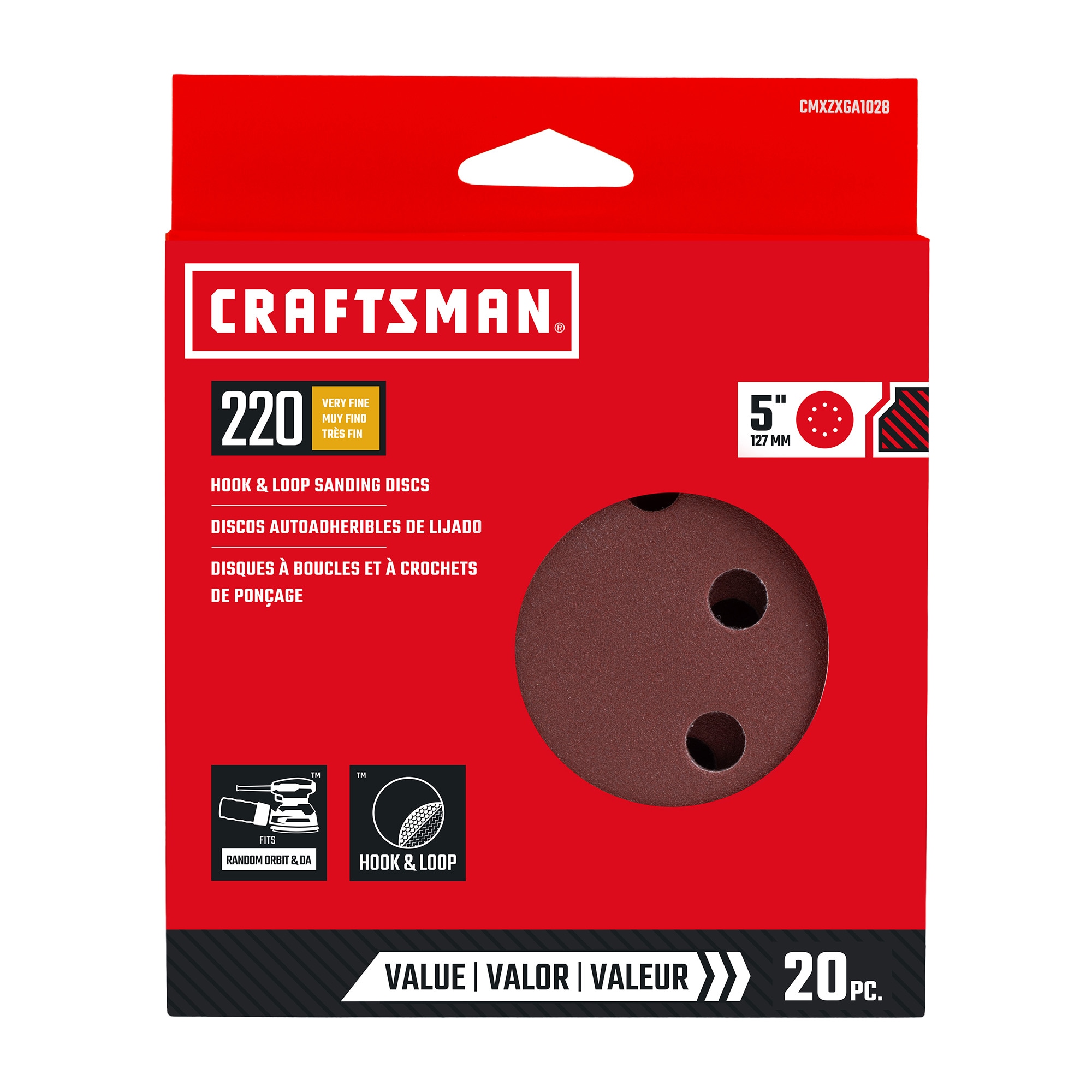 CRAFTSMAN Lija de Disco de Óxido de Aluminio de 220 Granos, 20 Piezas
