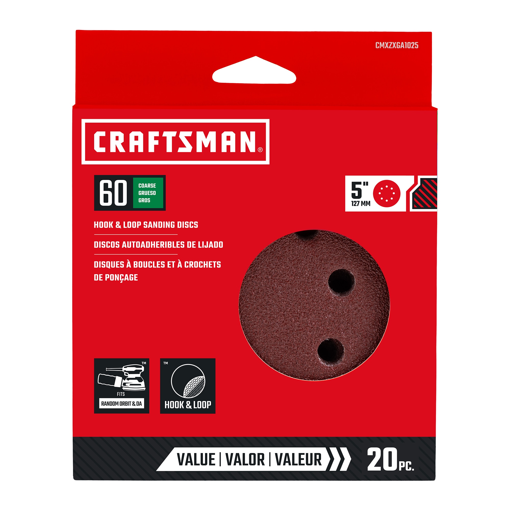 CRAFTSMAN 20 piezas de papel de lija de óxido de aluminio de grano 60 - CRAFTSMAN 391025