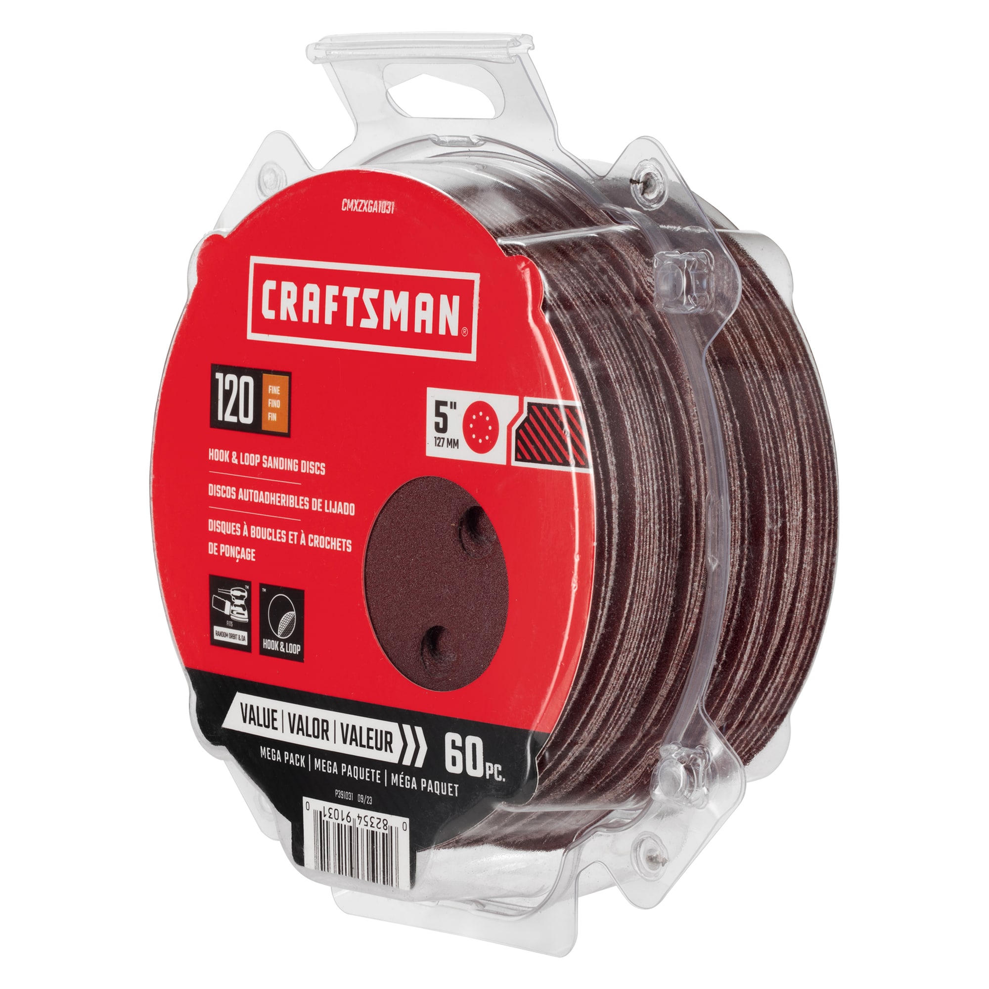 Papel de lija Craftsman de óxido de aluminio de grano 120 de 60 piezas