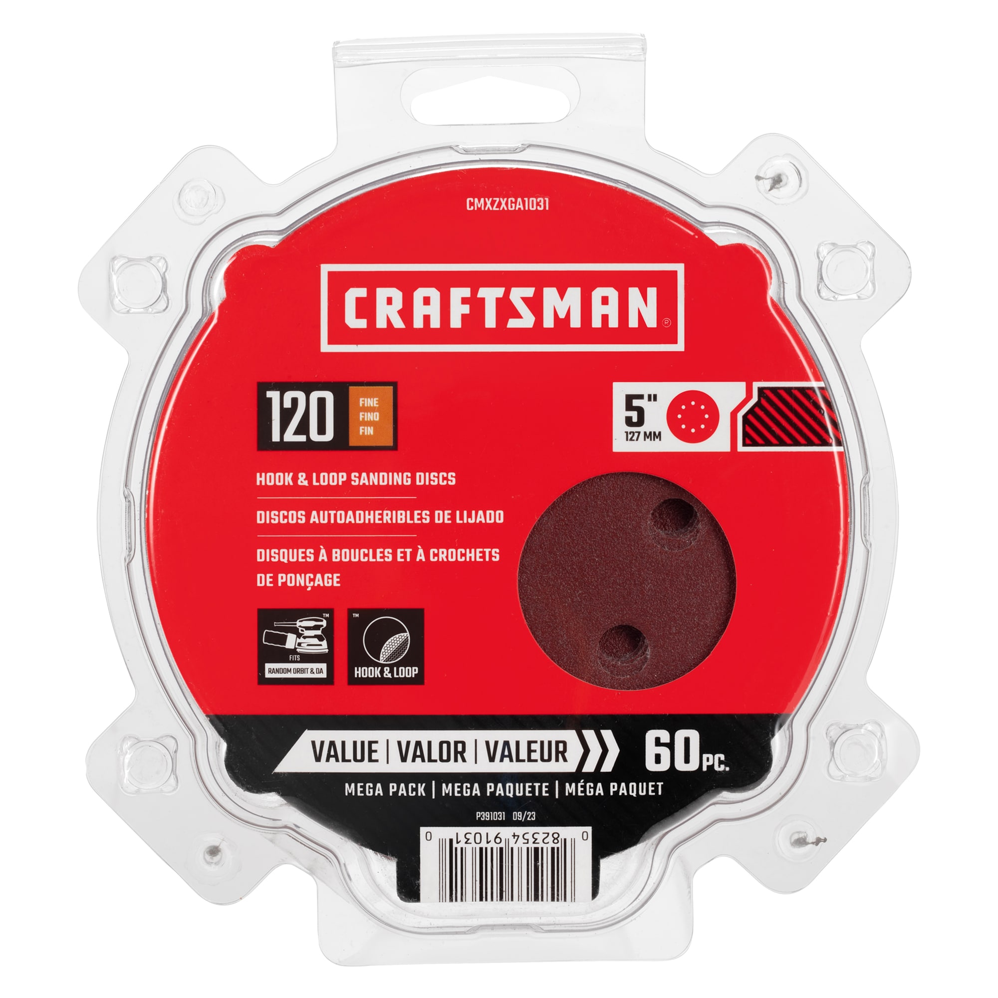 Papel de lija Craftsman de óxido de aluminio de grano 120 de 60 piezas