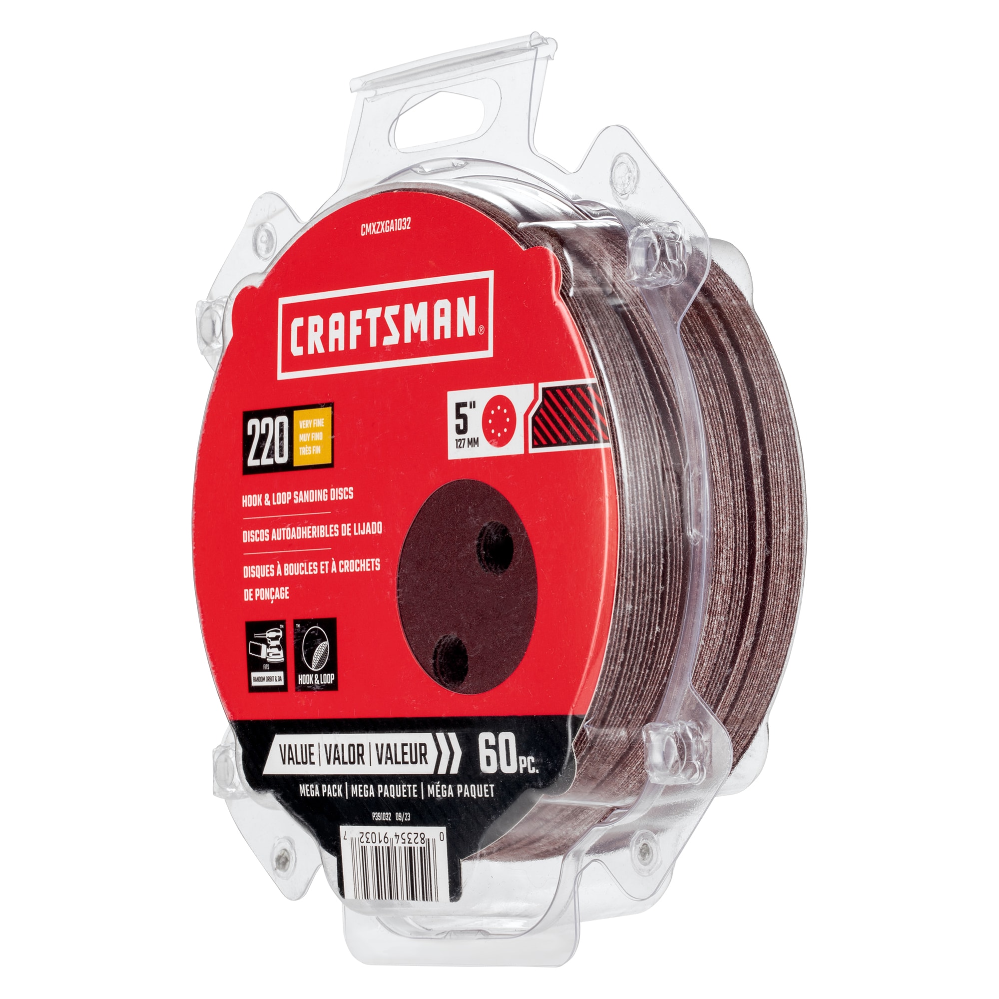 Papel de lija Craftsman de óxido de aluminio de grano 220 de 60 piezas