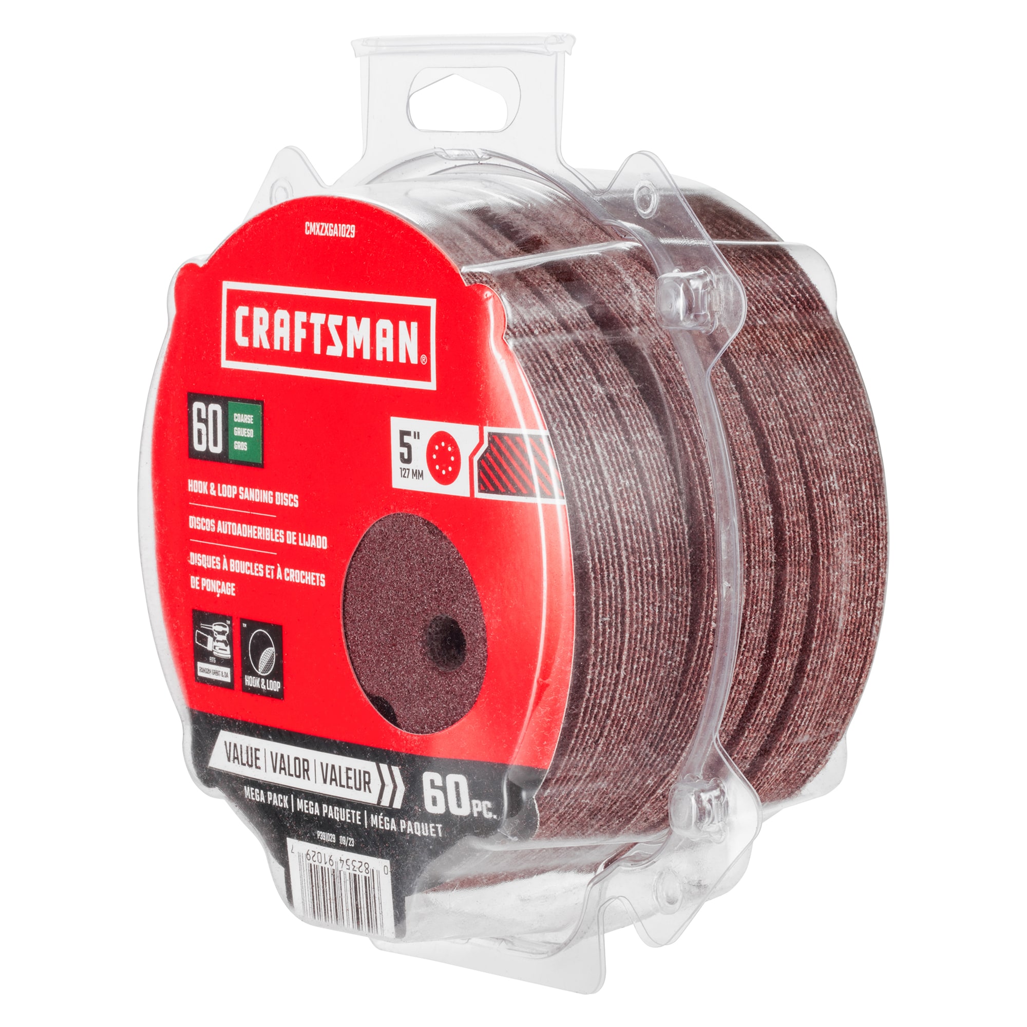 CRAFTSMAN Papel de lija de disco de óxido de aluminio de grano 60 de 60 piezas de Craftsman 391029