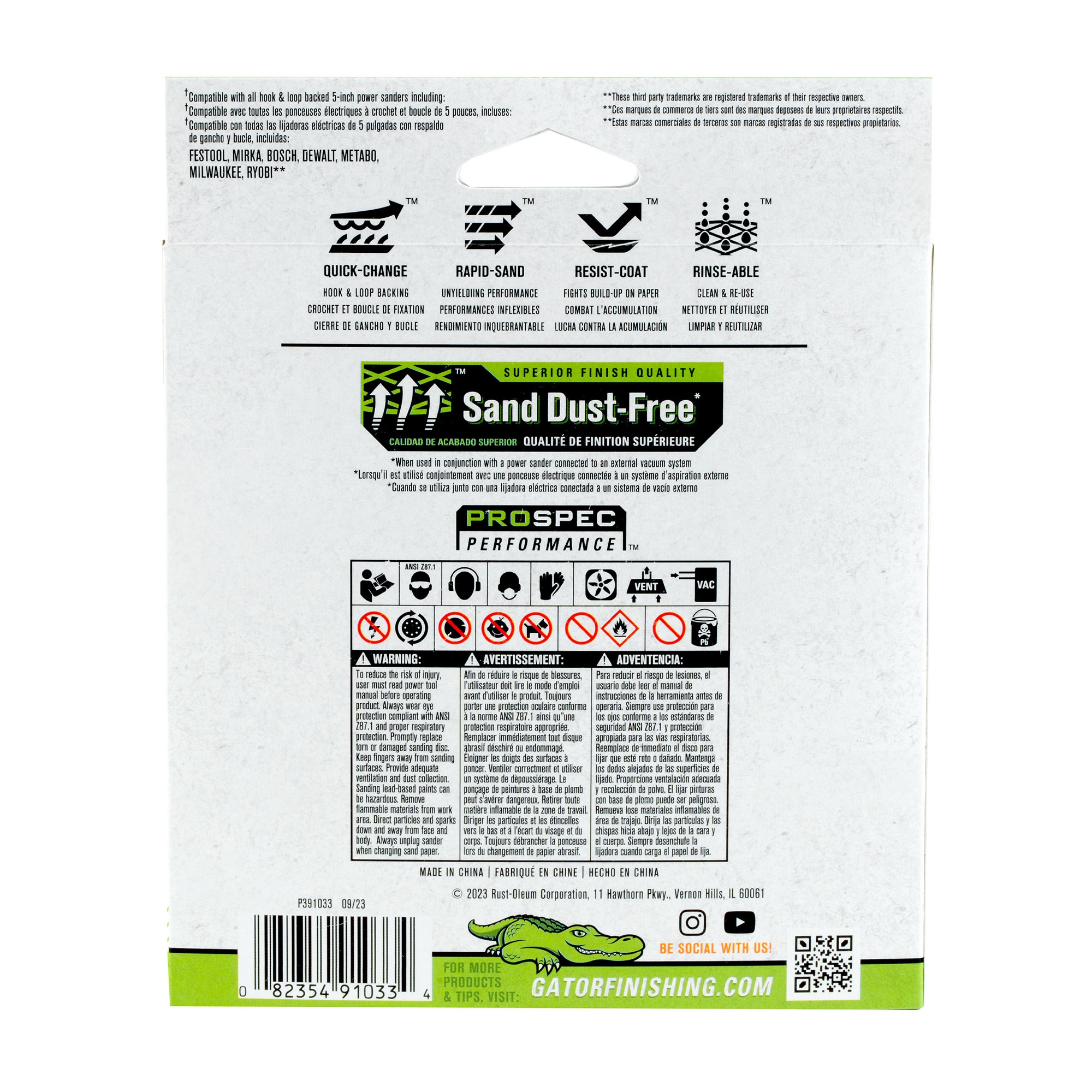 Lija Gator PowerNet de 20 piezas de cerámica alúmina, grano 80, para disco 391033