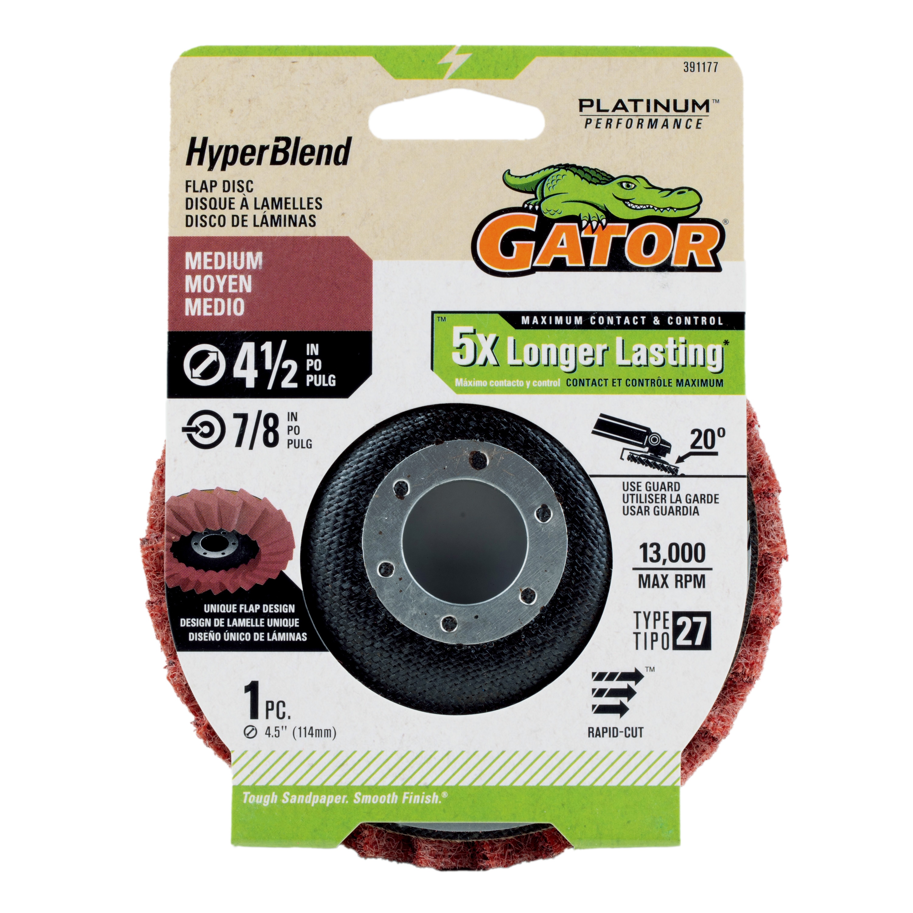 Lijadora de disco Gator HyperBlend de óxido de aluminio de grano 80 - 391177