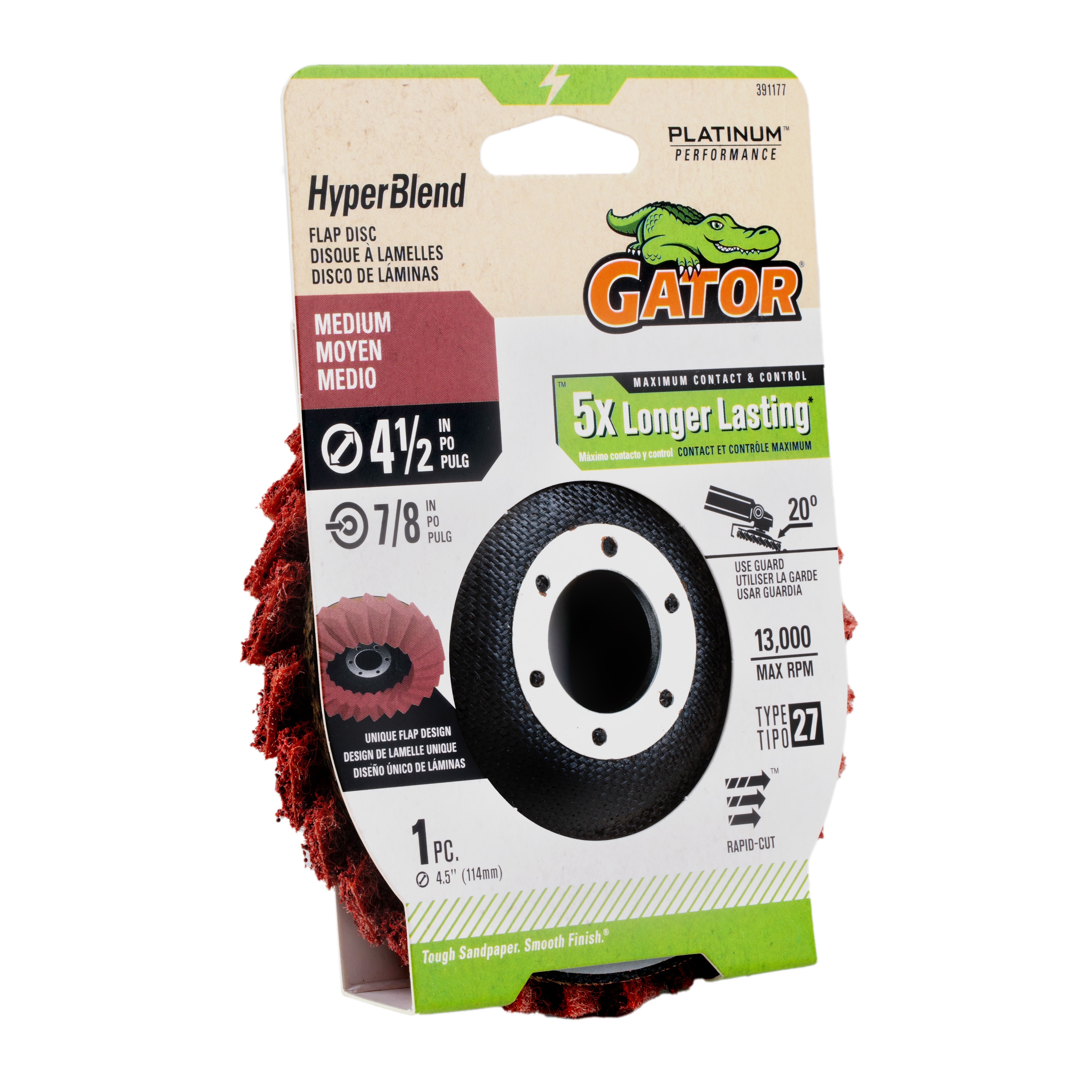 Lijadora de disco Gator HyperBlend de óxido de aluminio de grano 80 - 391177