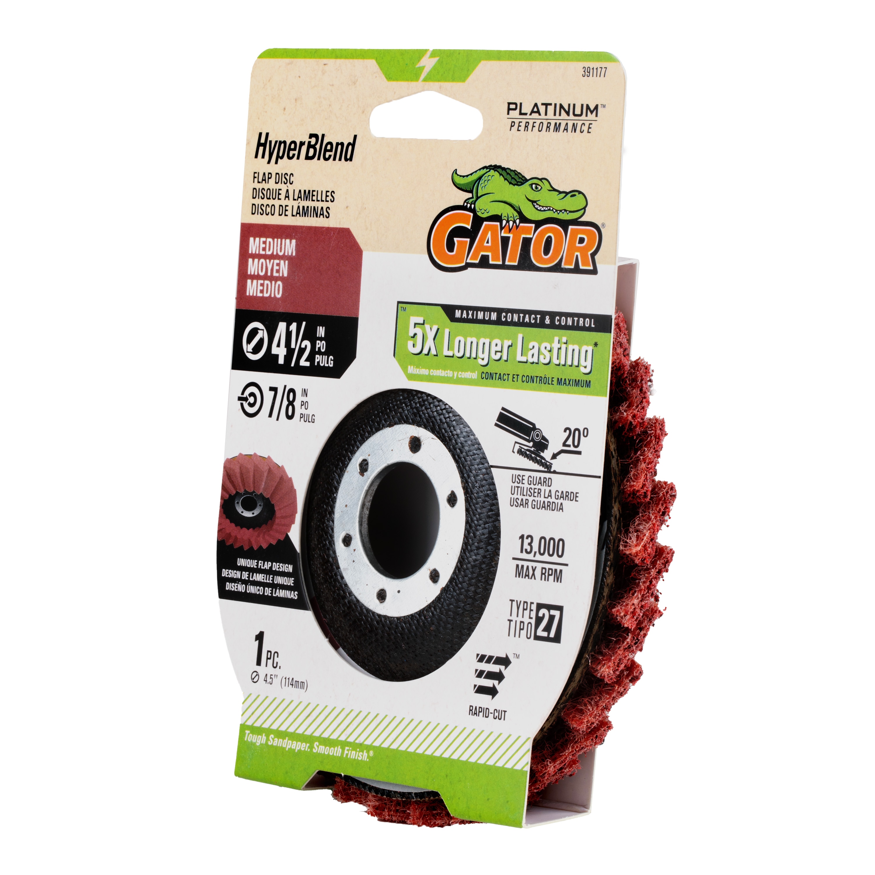 Lijadora de disco Gator HyperBlend de óxido de aluminio de grano 80 - 391177