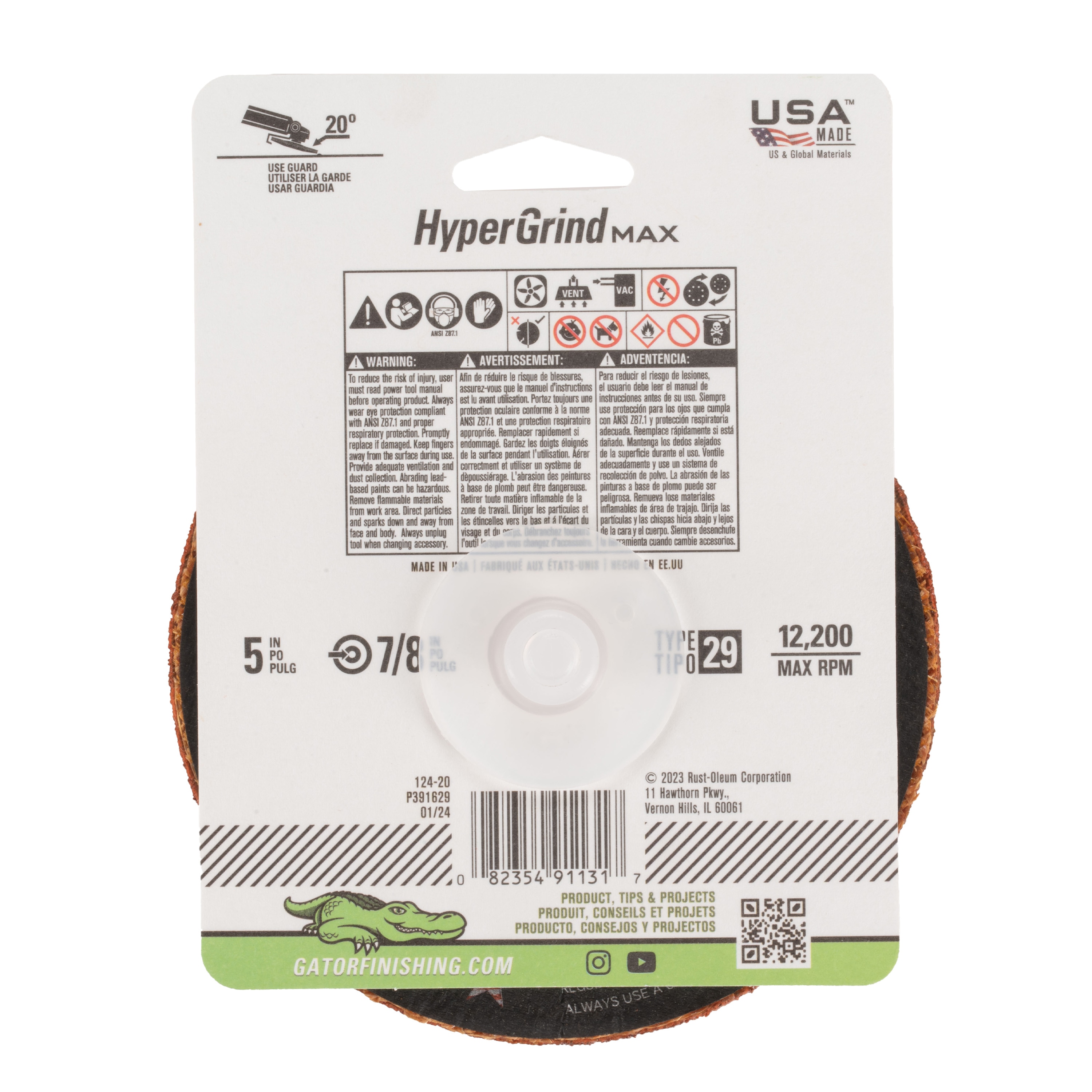 Hoja de lija Gator HyperGrind de cerámica de alúmina de grano 36 - 391131