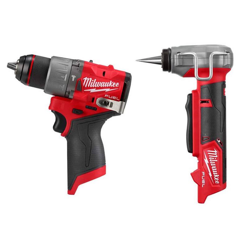 Milwaukee M12 FUEL Taladro de martillo inalámbrico sin escobillas de 12V de iones de litio de 1/2 pulg. y Herramienta de Expansión ProPEX con cabeza expandidora de 1/2 a 1 pulg. - 3404-20-2532-20
