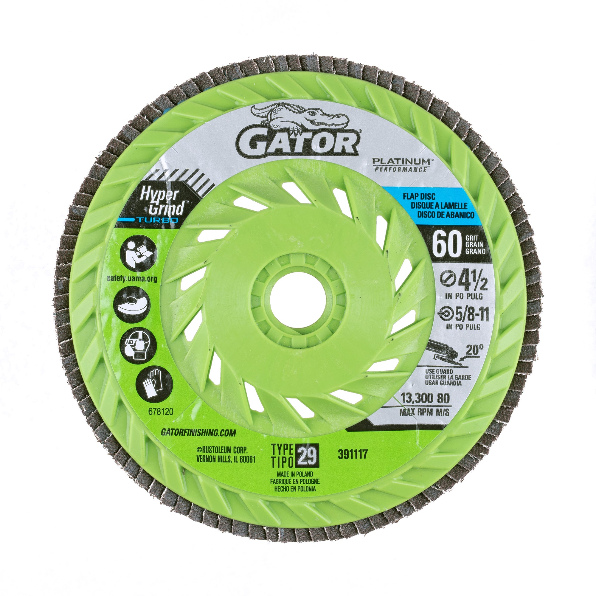 Disco de lija Gator HyperGrind de Zirconia aluminio de 60 granos 391117