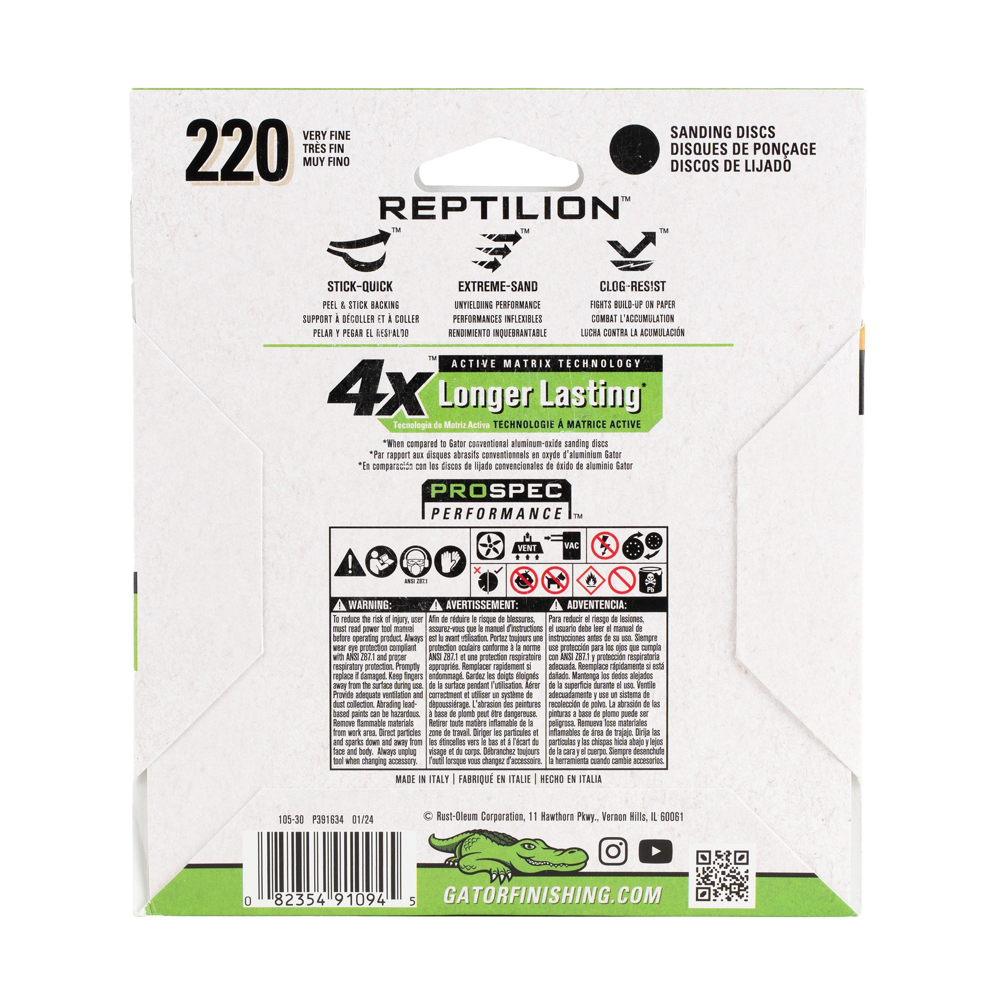 Lija de disco cerámico de alúmina de 220 granos de Gator Reptilion PSA, 8 piezas - 391094