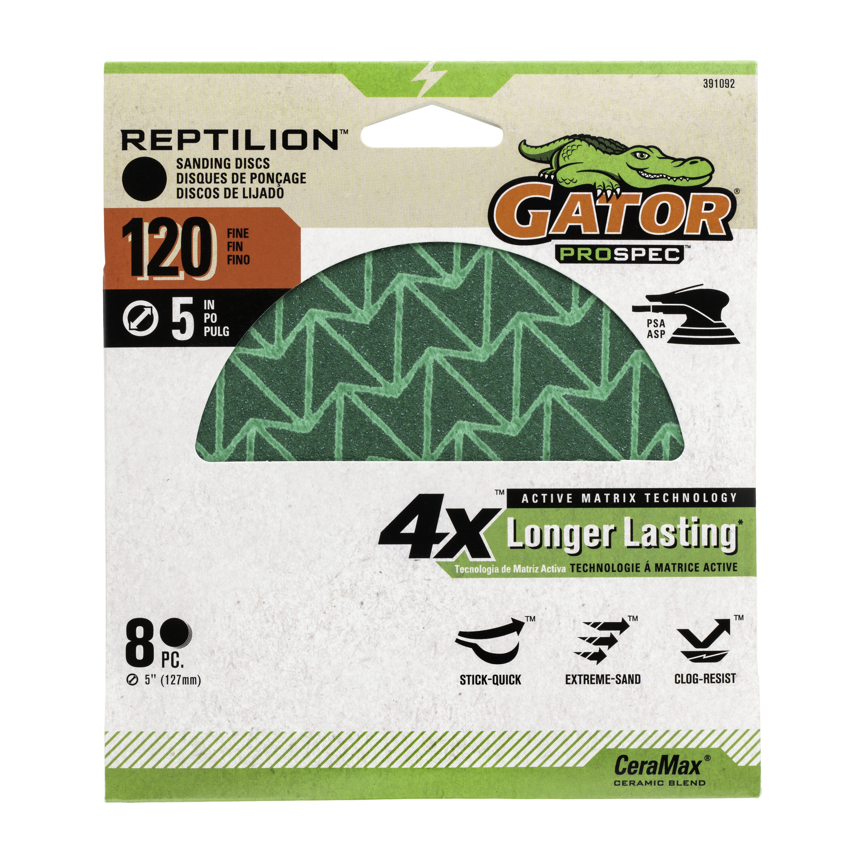 Gator Reptilion PSA 8 -Pieza Cerámica alúmina 120 -Disco de lija de grano 391092