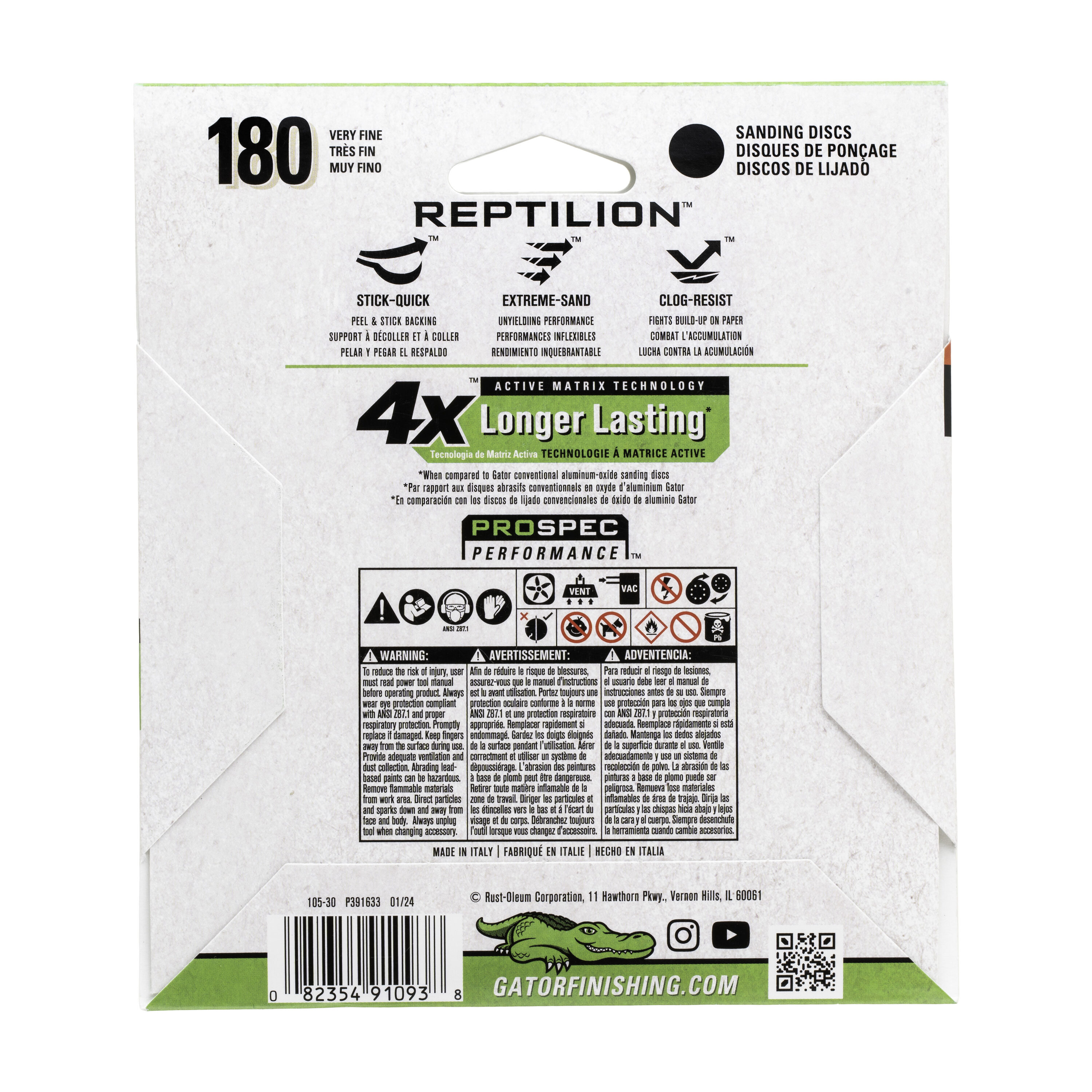Disco de lija de cerámica alúmina de 180 grano Gator Reptilion PSA de 8 piezas 391093
