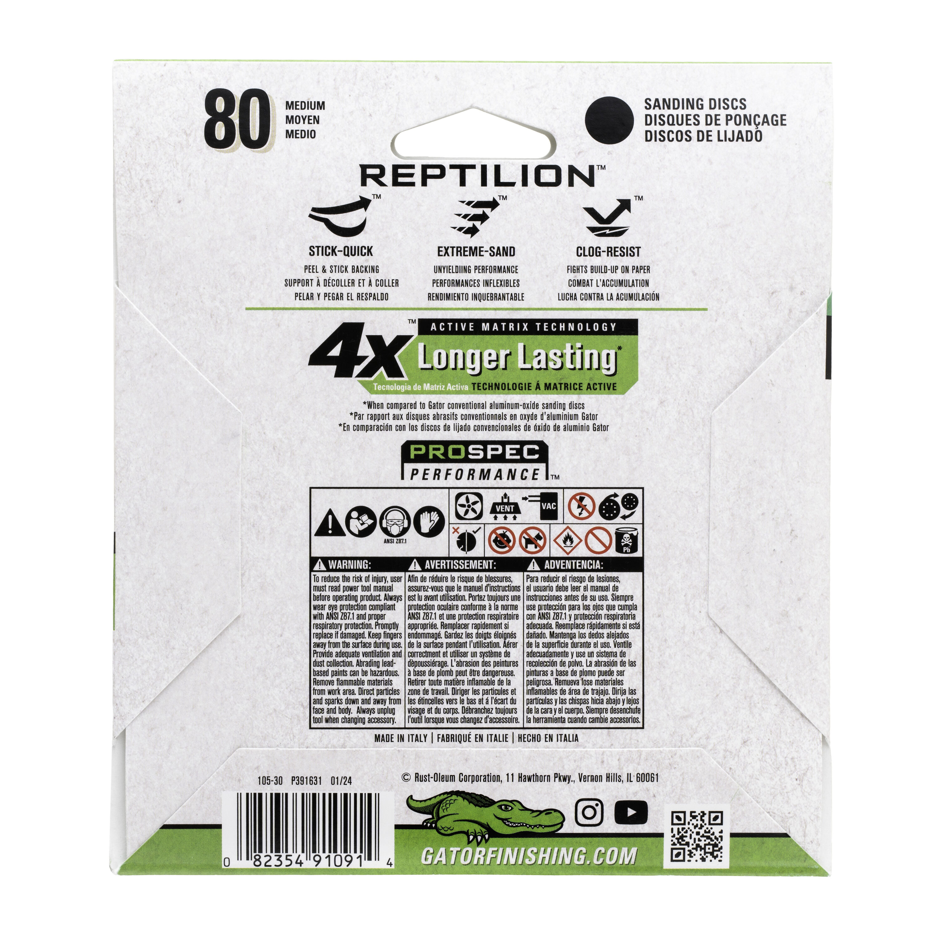 Disco de papel de lija Gator Reptilion PSA de cerámica alúmina de grano 80 de 8 piezas - 391091
