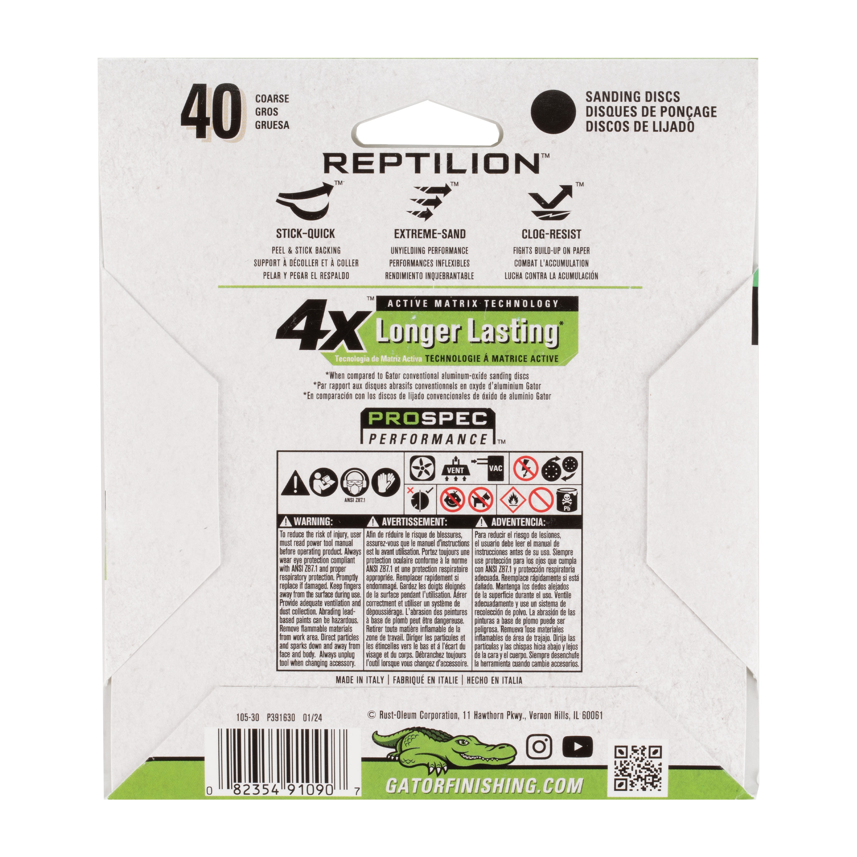 Disco de lija de cerámica de alúmina de 6 piezas Gator Reptilion PSA 40, grano 40