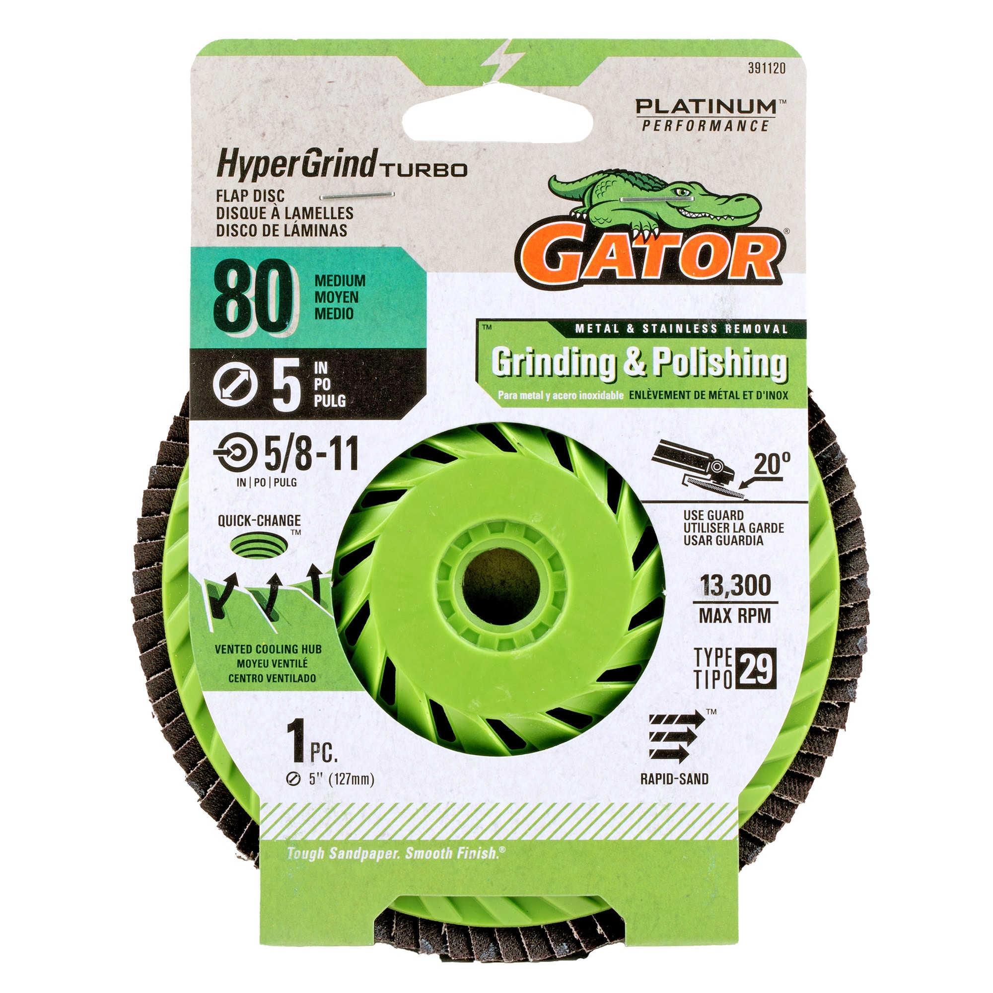 Lija de Disco Gator HyperGrind de Óxido de Circonio Alúmina 80 - Grit 391120