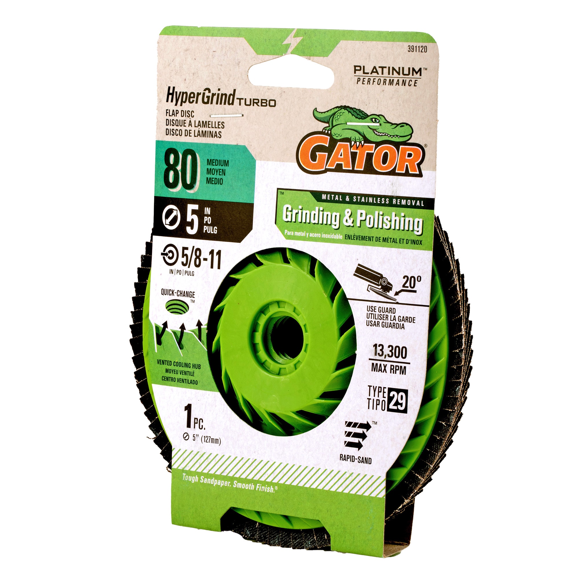 Lija de Disco Gator HyperGrind de Óxido de Circonio Alúmina 80 - Grit 391120