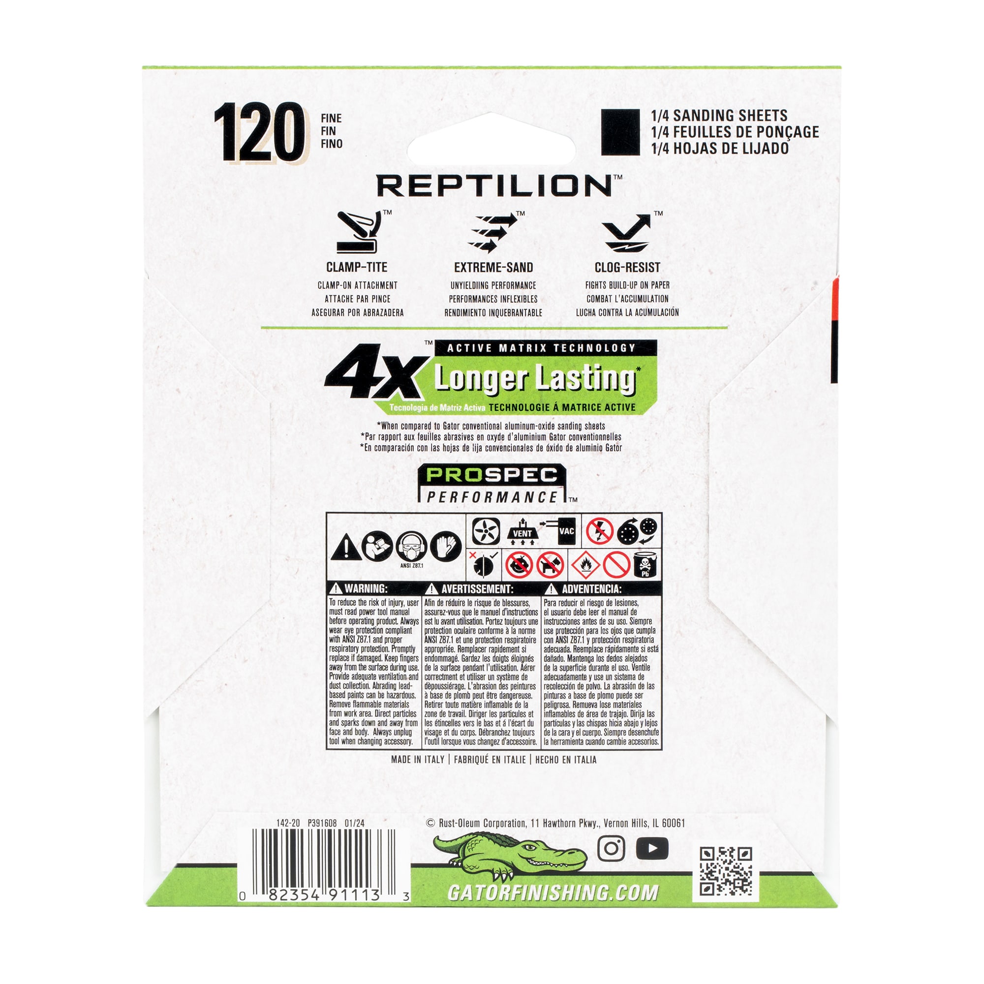 Lija de papel de lija de cerámica de alúmina de 8 piezas Gator Reptilion 120 grit 391113