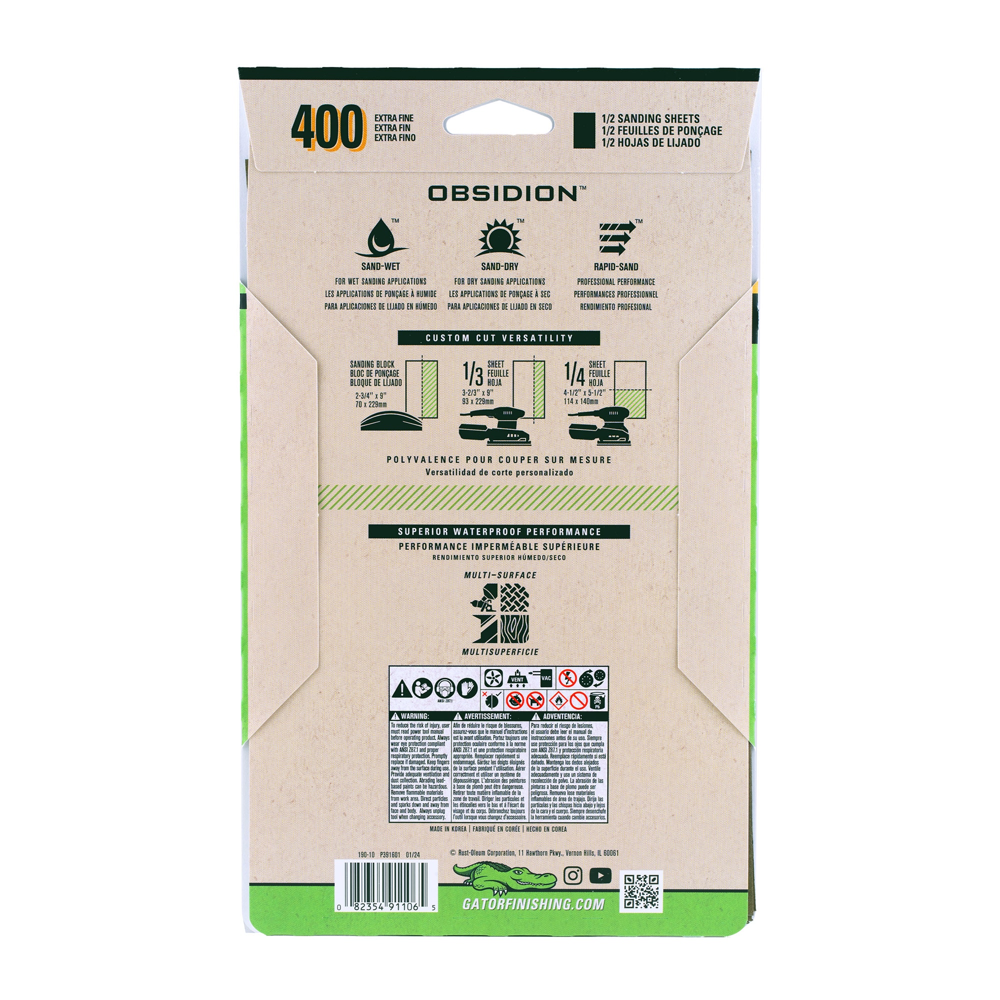 Lija de papel de carburo de silicio Gator Obsidion de 6 piezas de grano 400 - 391106