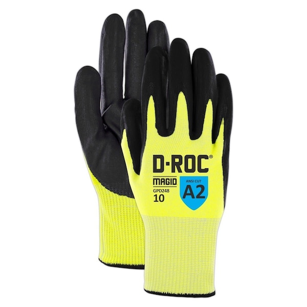 Guantes recubiertos de Magid, color amarillo de alta visibilidad, tamaño 8 - GPD2488