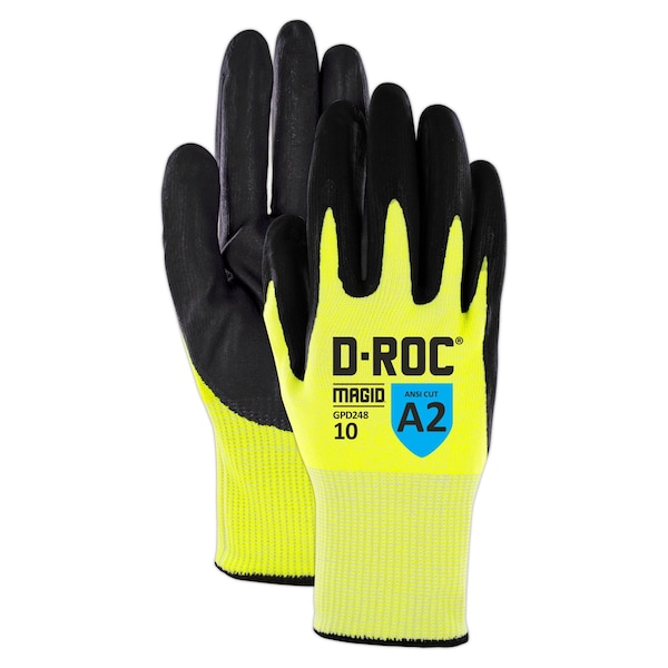 Guantes recubiertos de Magid, color amarillo de alta visibilidad, tamaño 8 - GPD2488