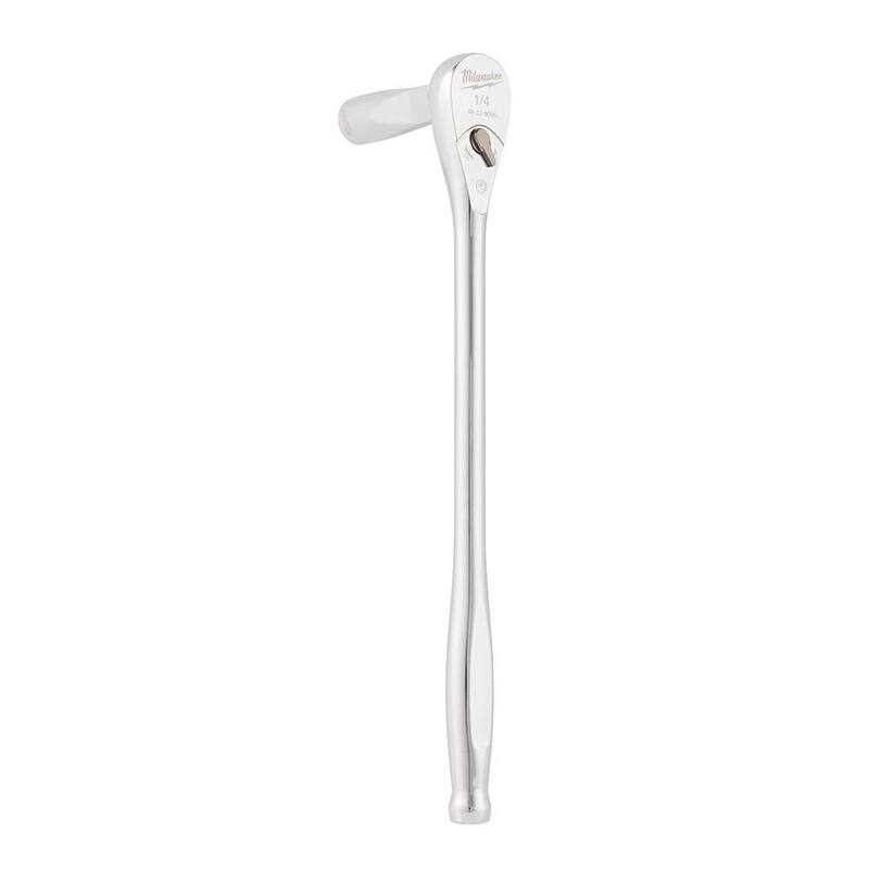 Set de herramientas de mecánico con llave de trinquete y dado Milwaukee de 1/4 de pulgada SAE/métrico con llave de trinquete extendida de 9 pulgadas de 1/4 de pulgada (51 piezas) - 48-22-9004-48-22-9005