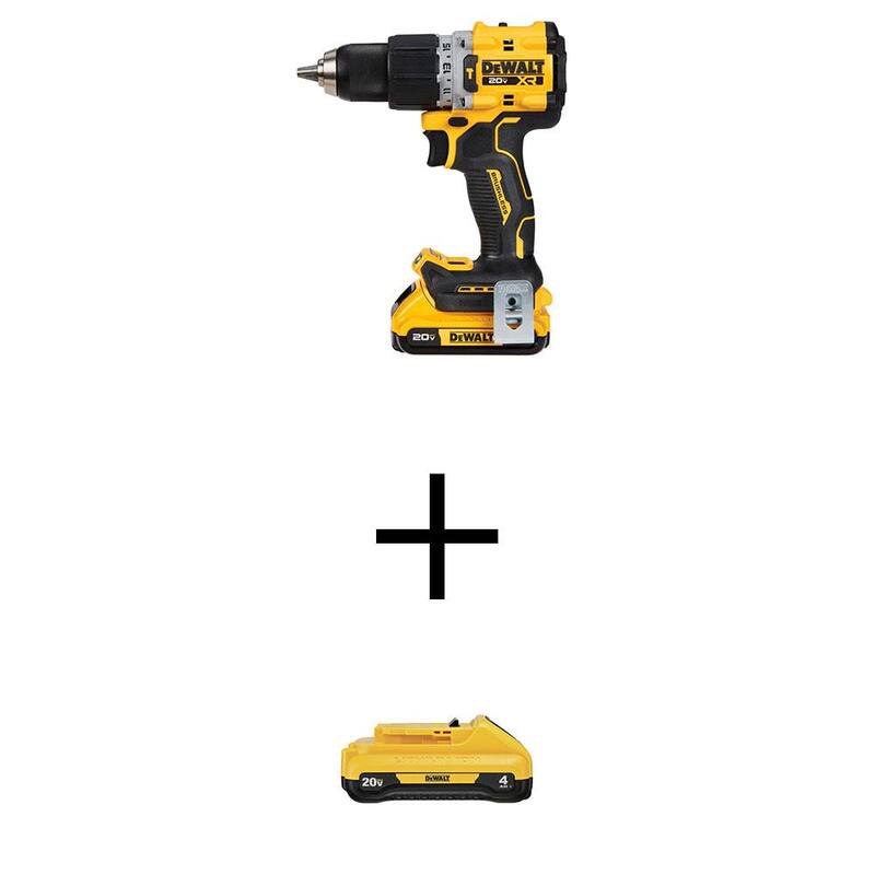 Kit de Taladro de Martillo Inalámbrico sin Escobillas DEWALT de 20 Voltios con Baterías de 2.0 Ah y 4.0 Ah, y Cargador - DCD805D2WDCB240