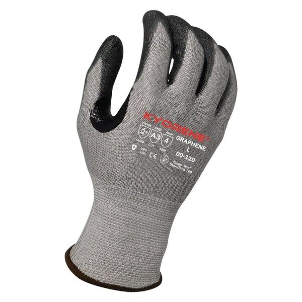 Kyorene 13g Gris Kyorene Grafeno A3 Forro con Recubrimiento de Palma de Poliuretano Negro (XXL) Guantes PK - 00-320 (XXL)